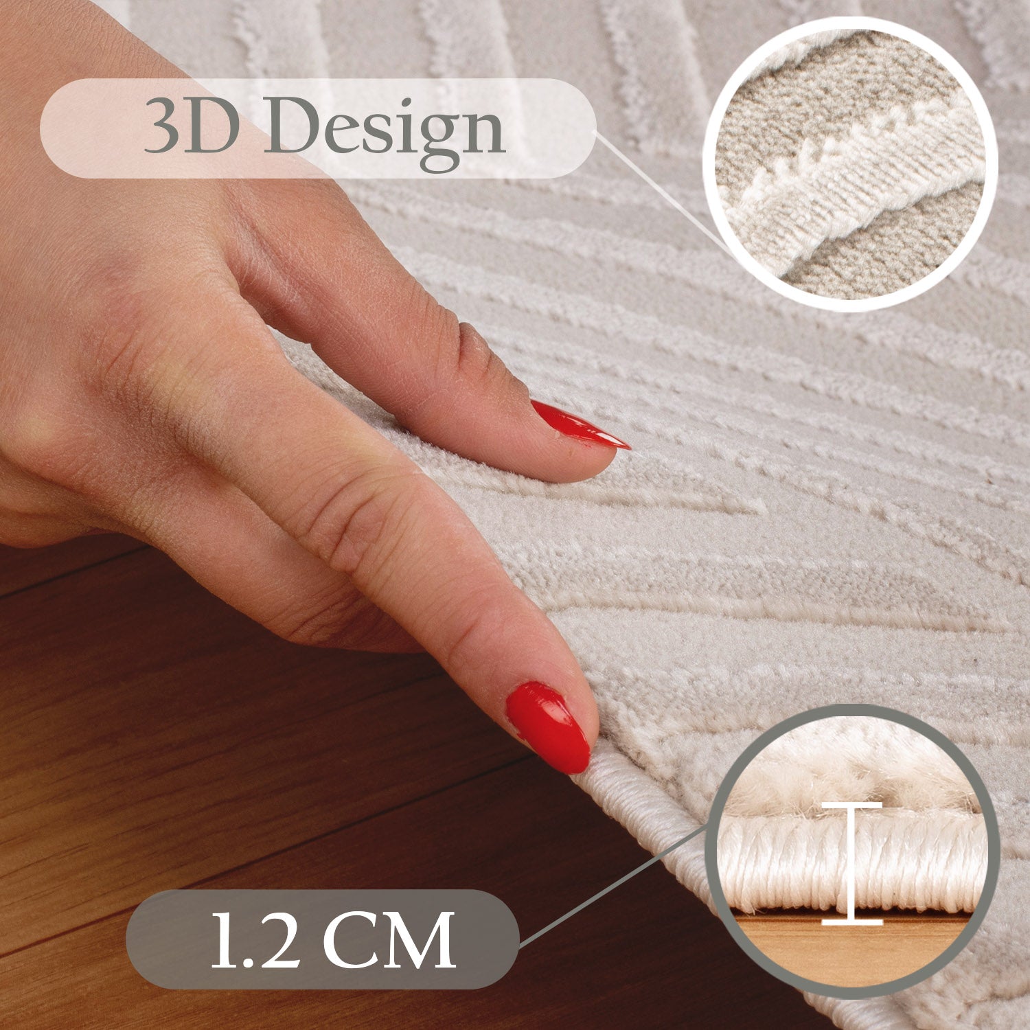 Teppich Wohnzimmer Kurzflor Deko Boho Stil Geometrisch Design Teppich Beige