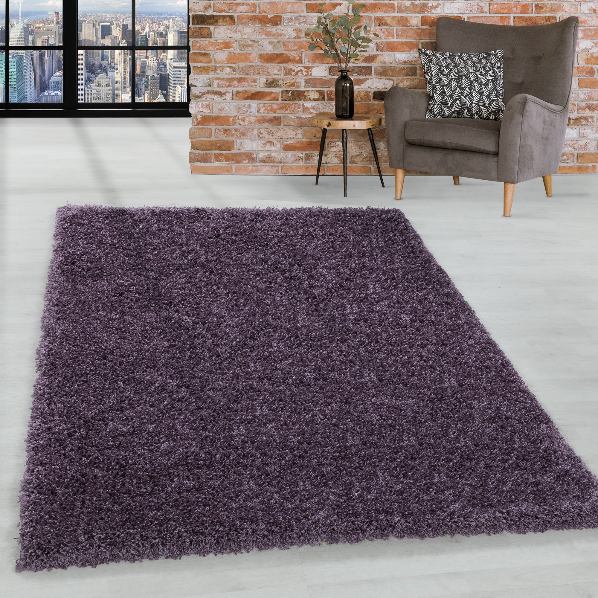 Hochflor Shaggy Teppich Wohnzimmerteppich Schlafzimmer Flor Super Soft Einfarbig