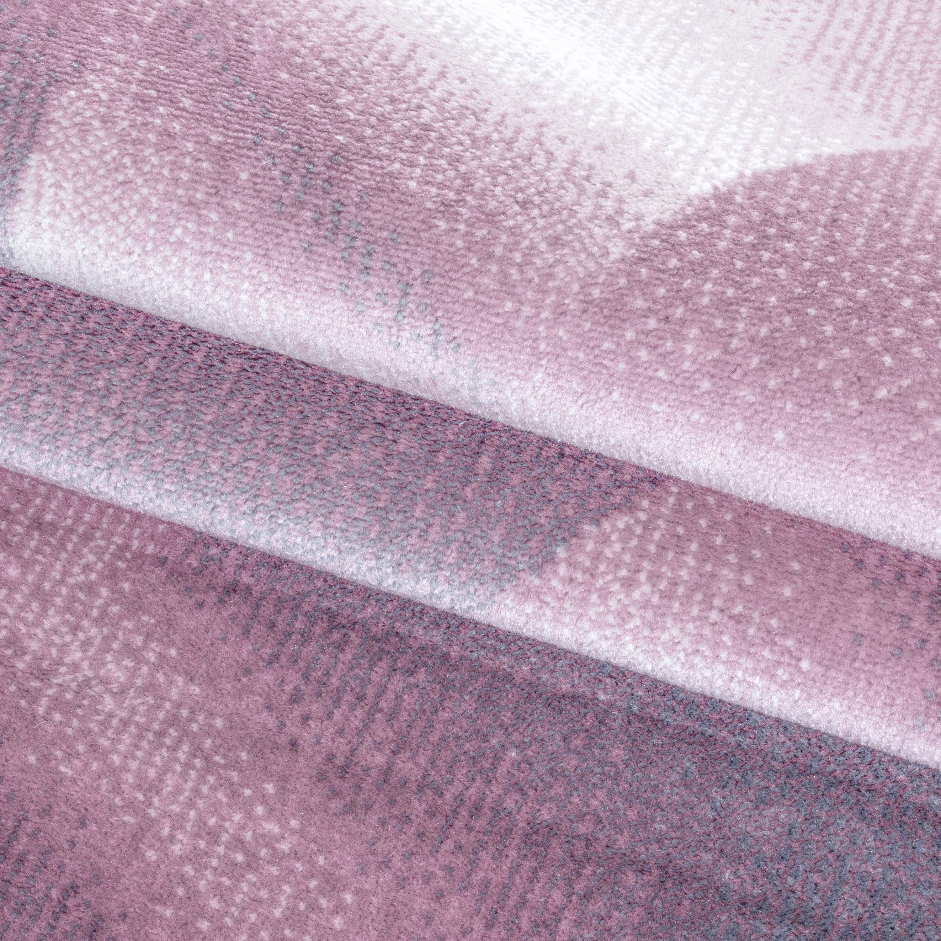 Kurzflor Teppich Set Schlafzimmer Läufer Streifen Wellen Design 3 Teile Pink