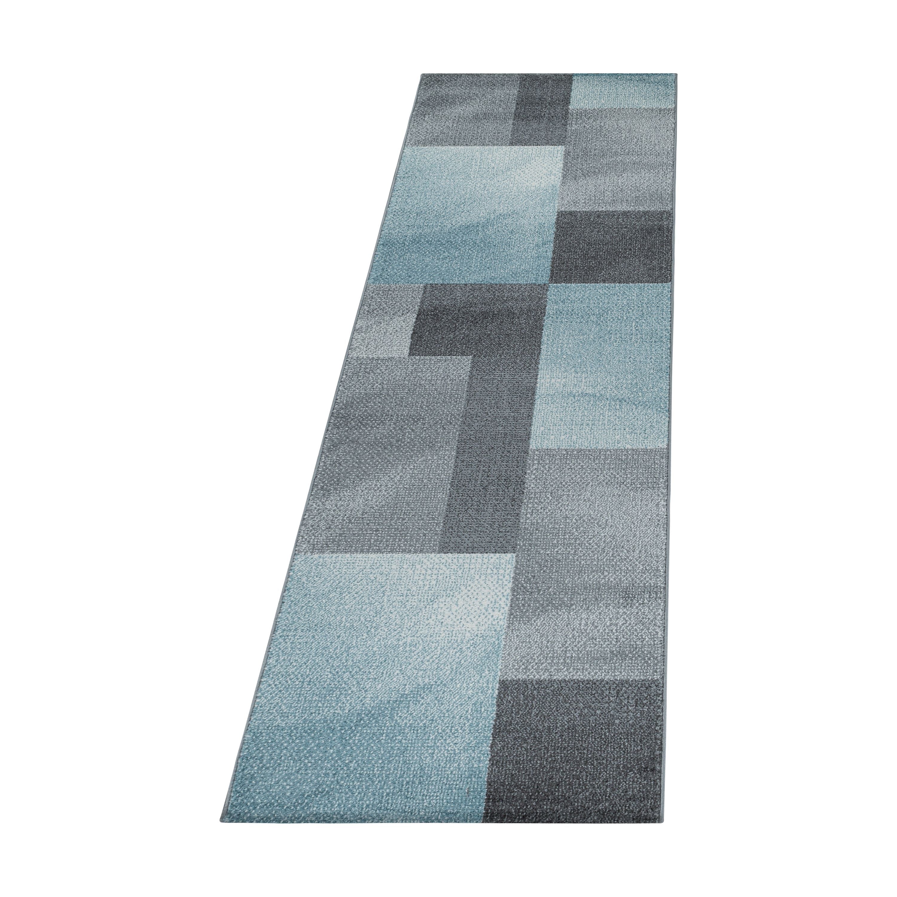 Kurzflor Teppich Set Schlafzimmer Läufer Zipcode Design Rechtecke 3 Teile Blau