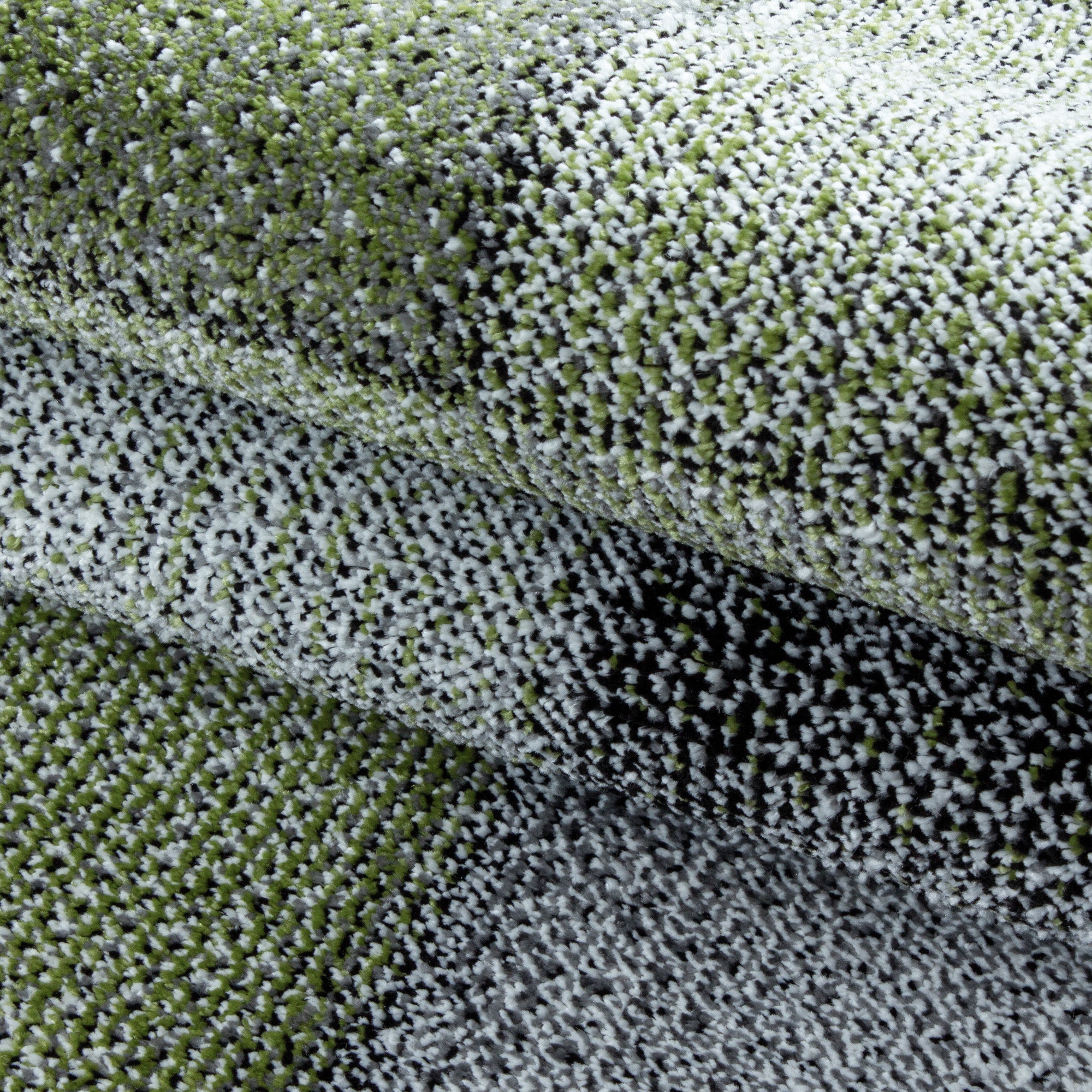 Kurzflor Teppich Bettset Grün Grau Quadrat Pixel Muster Läuferset 3 Teile Weich