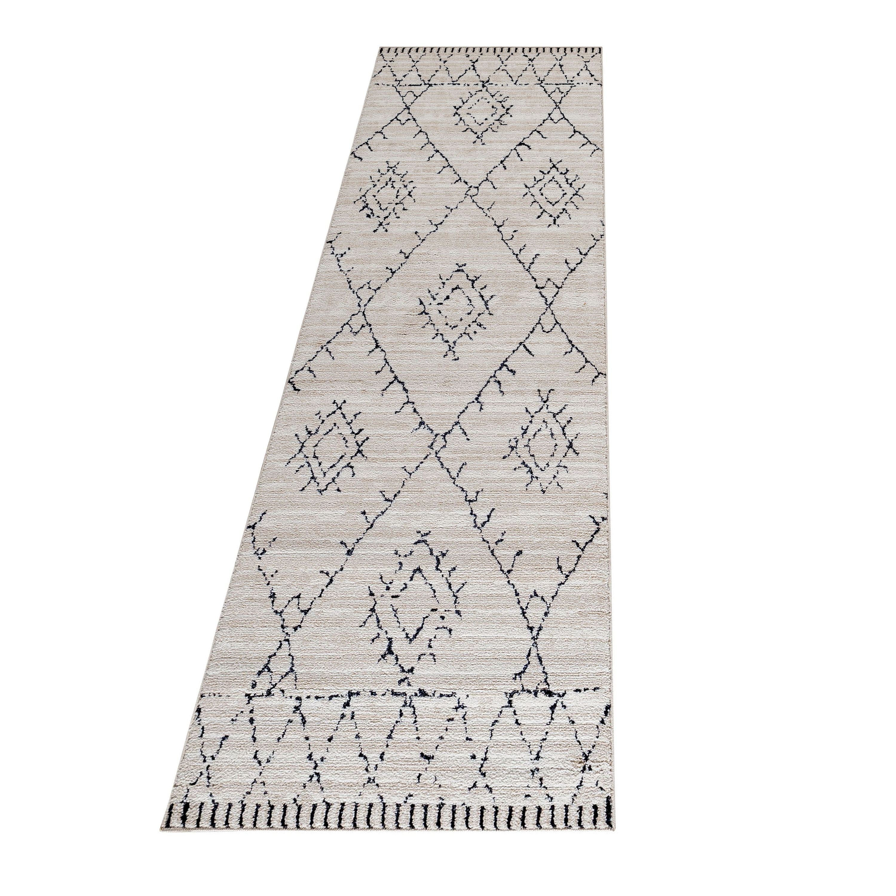 Läufer Set ROKKO Teppich Bettumrandung Berber Stil Creme 3 Teile