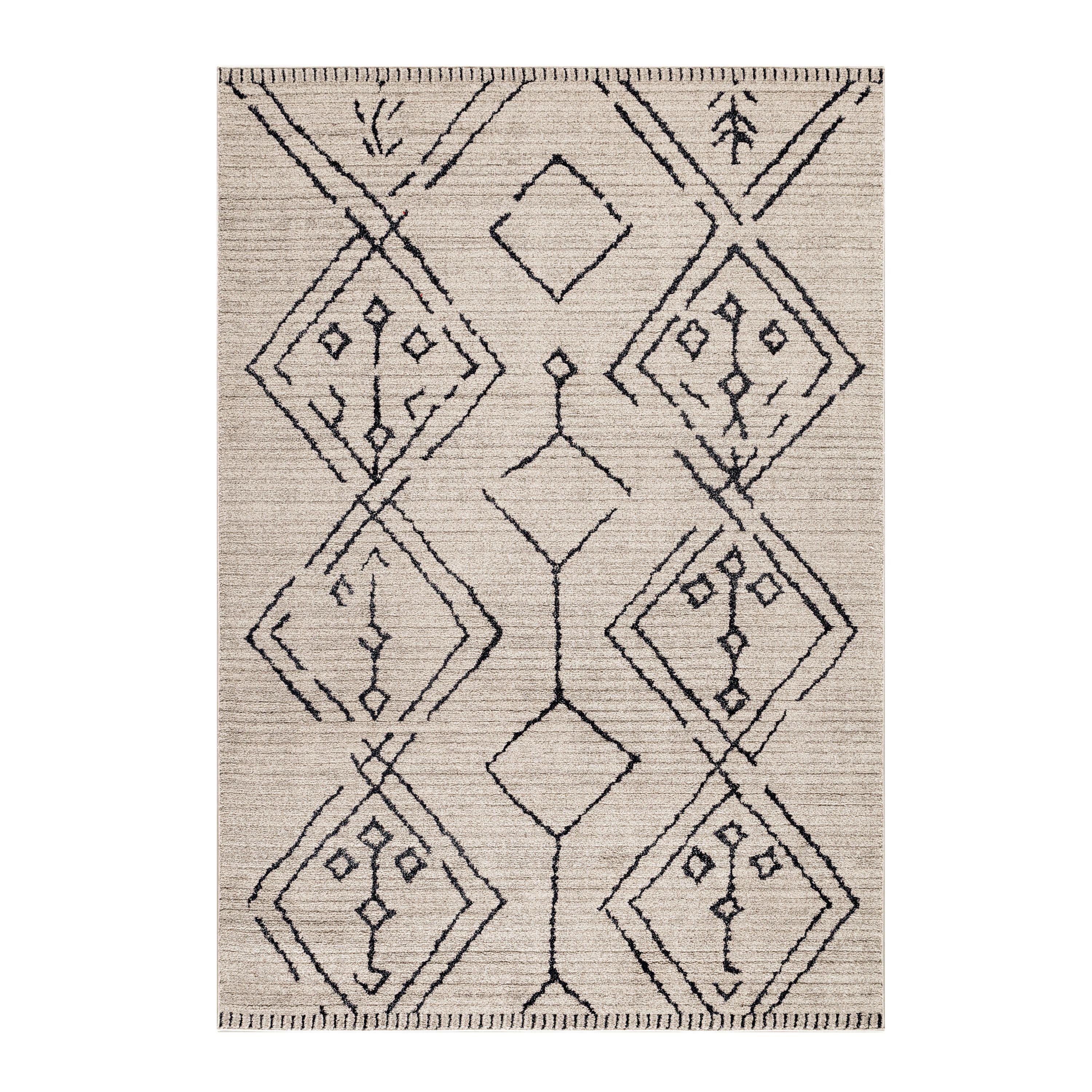 Wohnzimmer Teppich ROKKO Kurzflor Teppich Berber Stil Muster Traditionell