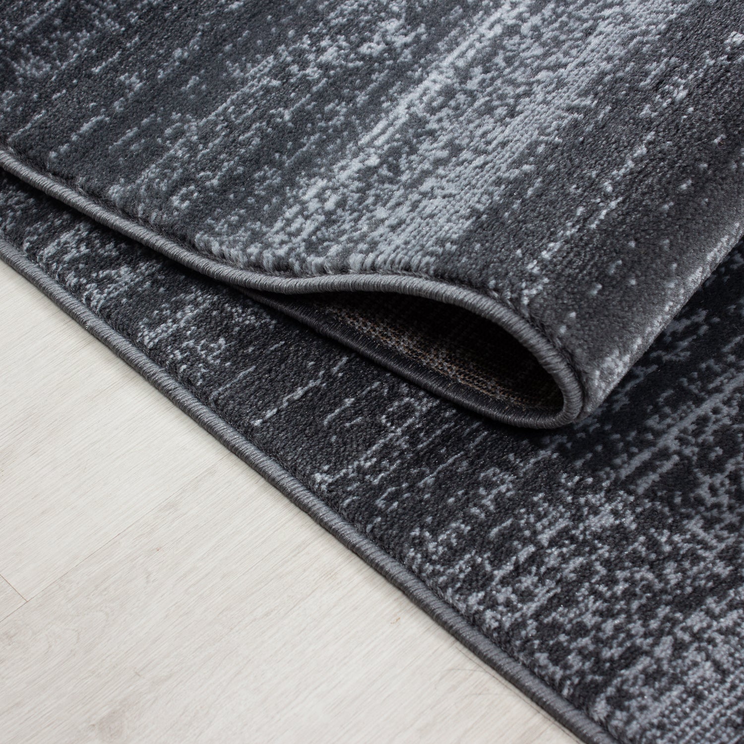 Kurzflor Design Teppich Einfarbig Streifen Muster Grau Meliert Wohnzimmerteppich