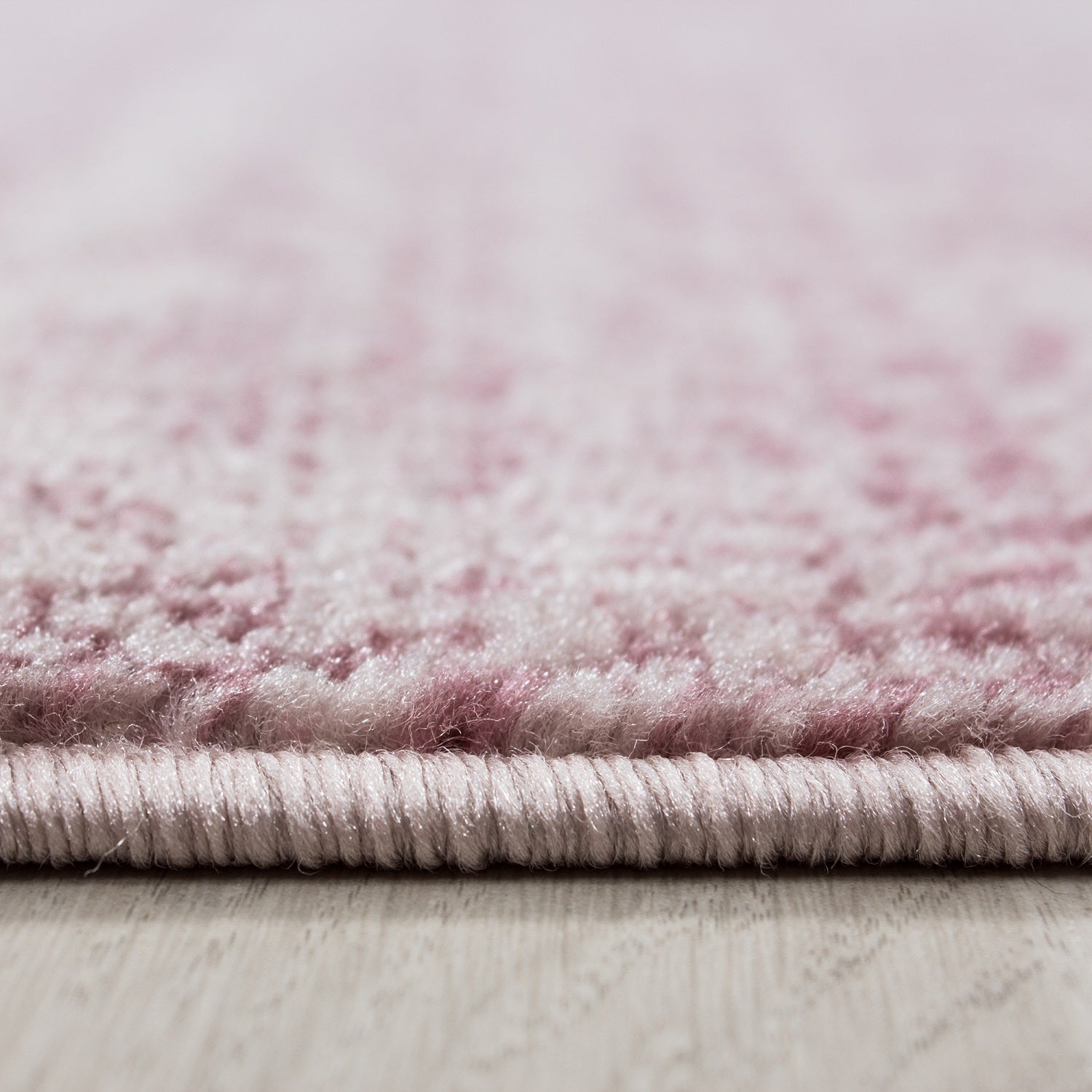 Kurzflor Teppich Einfarbig Streifen Muster Rosa Weiss Meliert Wohnzimmerteppich