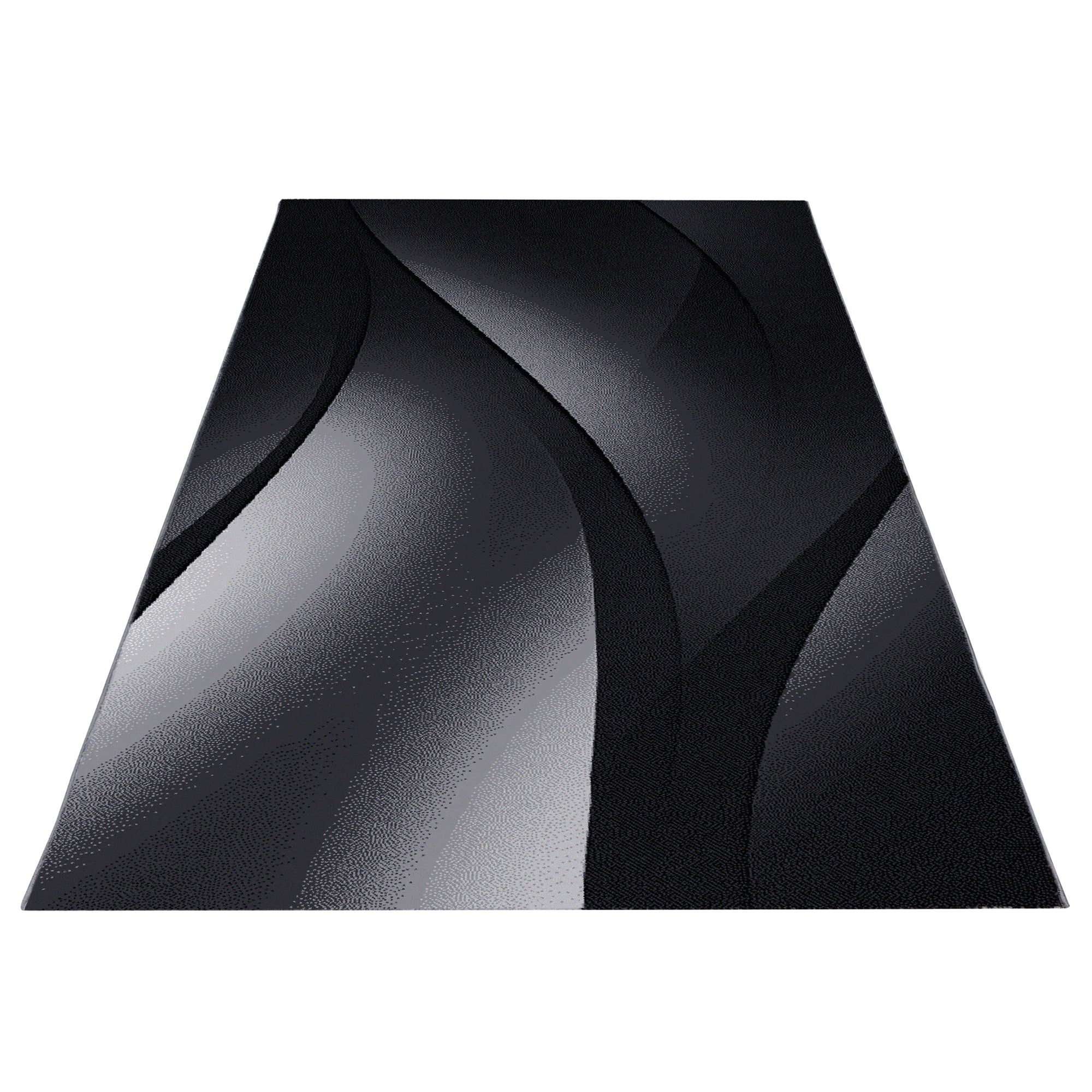 Kurzflor Design Teppich Schatten Muster Wohnzimmer Teppich Grau Schwarz Meliert