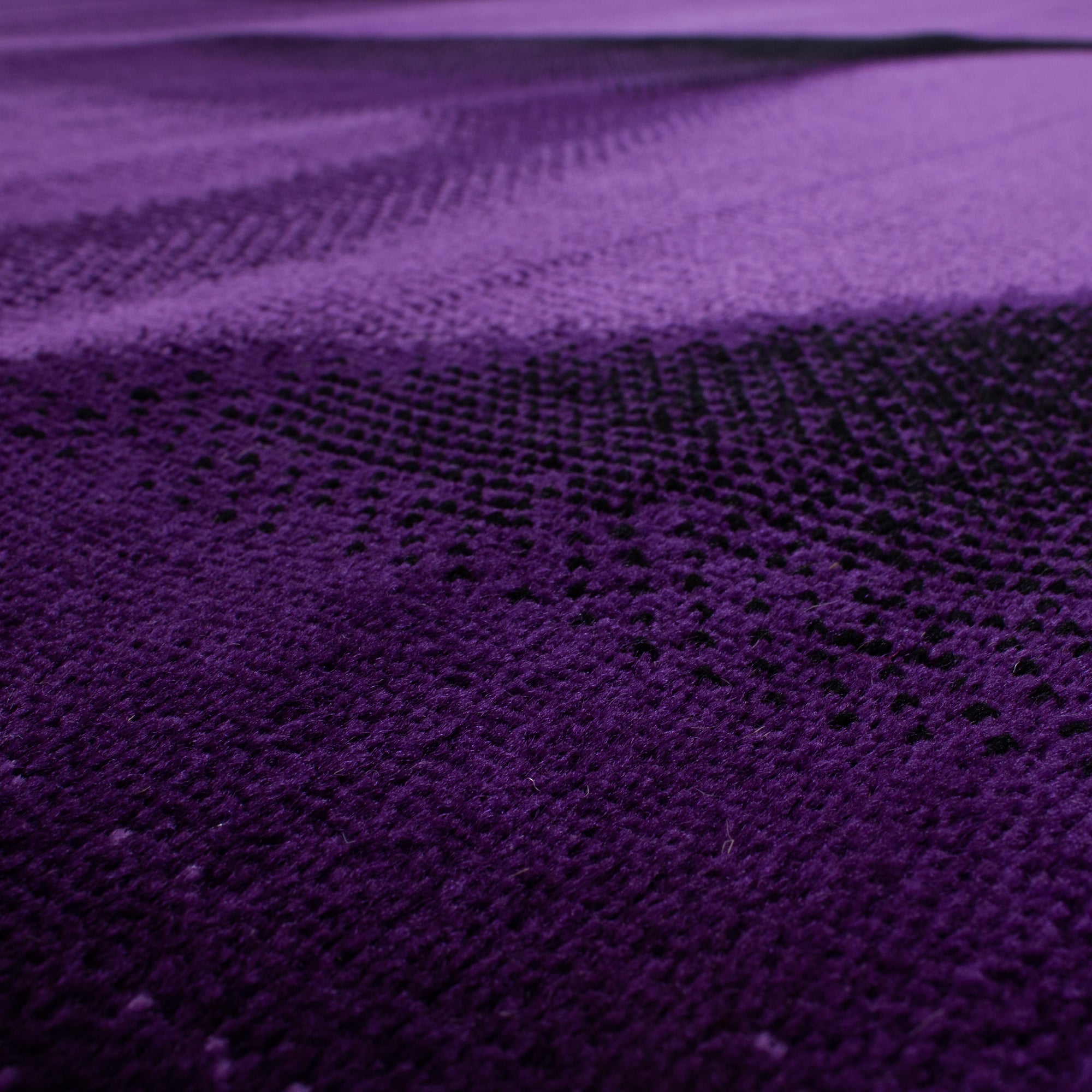 Kurzflor Teppich Wellen Muster Lila Schwarz Grau Meliert Wohnzimmer Teppich
