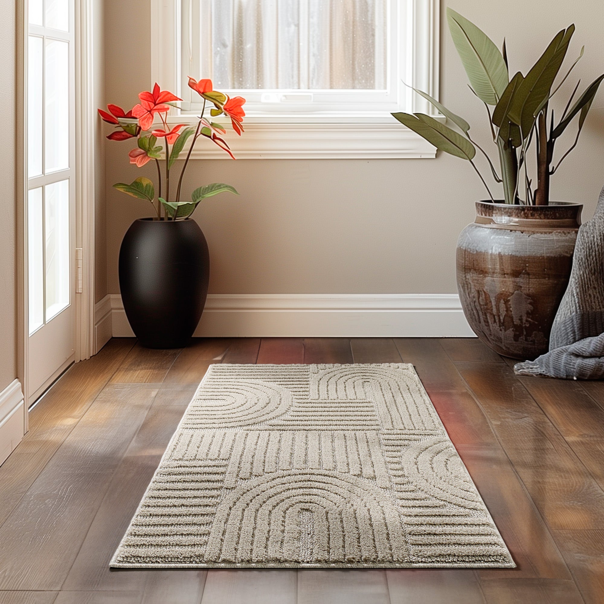 Modern Wohnzimmer Teppich Skandinavischer Boho Teppich Deko Hoch-Tief Effekt