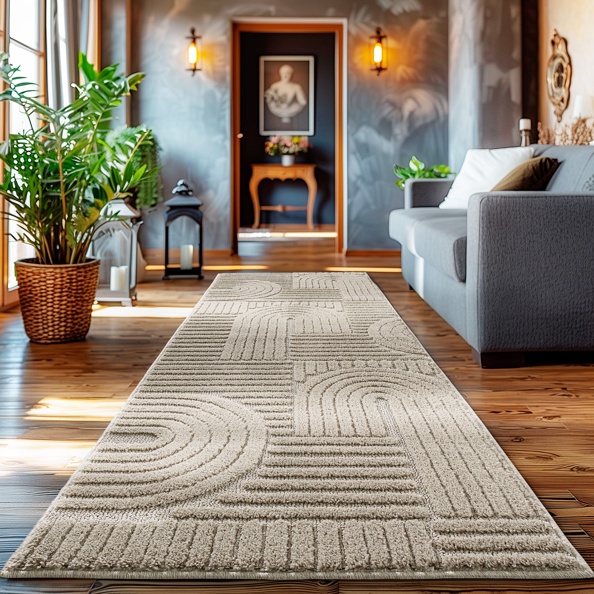 Modern Wohnzimmer Teppich Skandinavischer Boho Teppich Deko Hoch-Tief Effekt