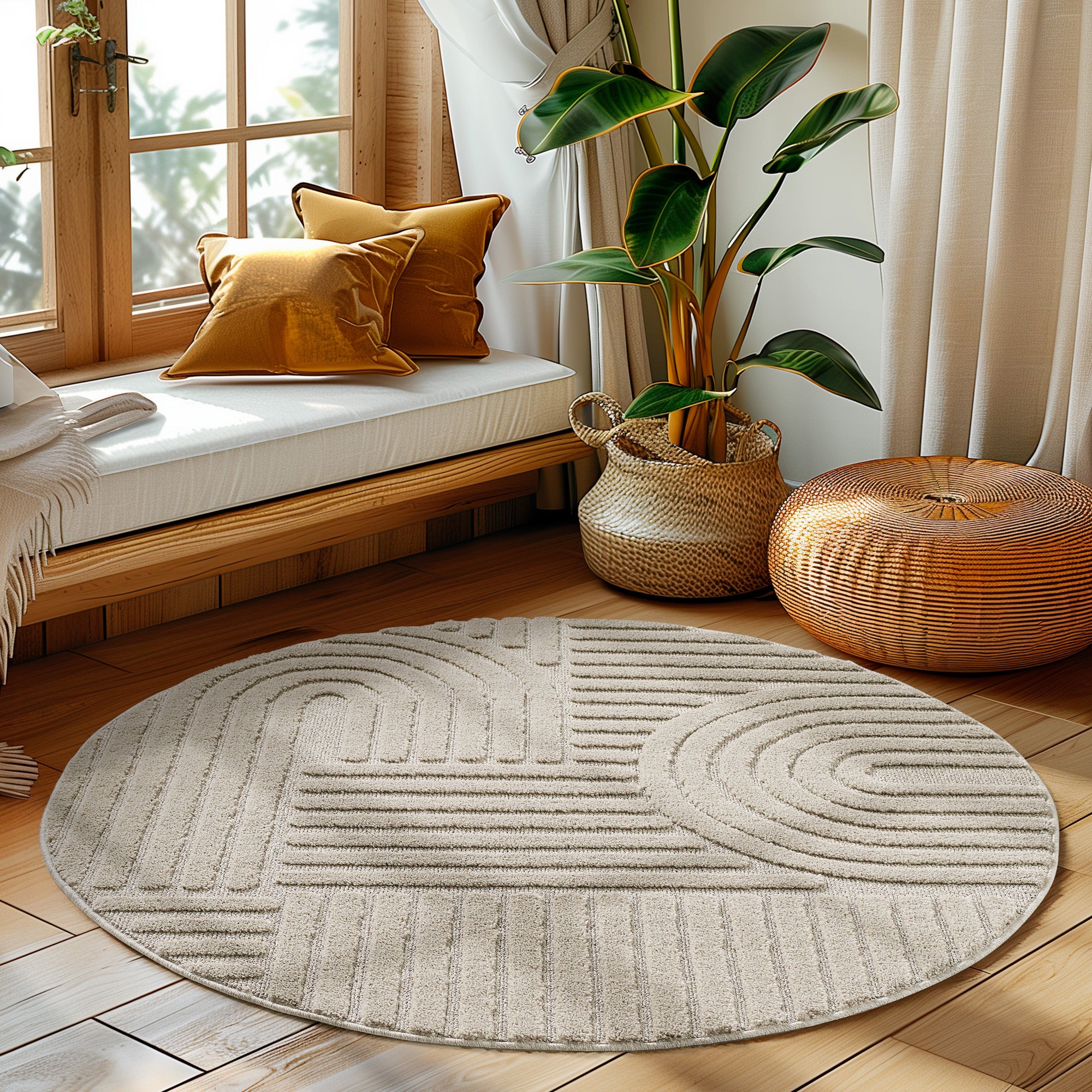 Modern Wohnzimmer Teppich Skandinavischer Boho Teppich Deko Hoch-Tief Effekt