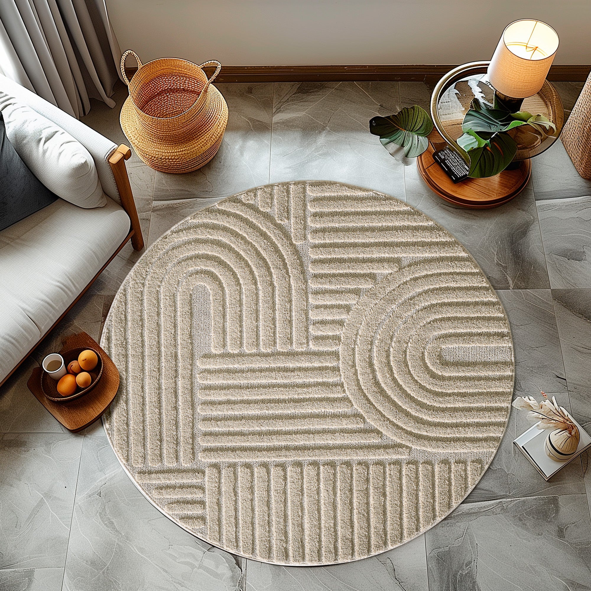 Modern Wohnzimmer Teppich Skandinavischer Boho Teppich Deko Hoch-Tief Effekt
