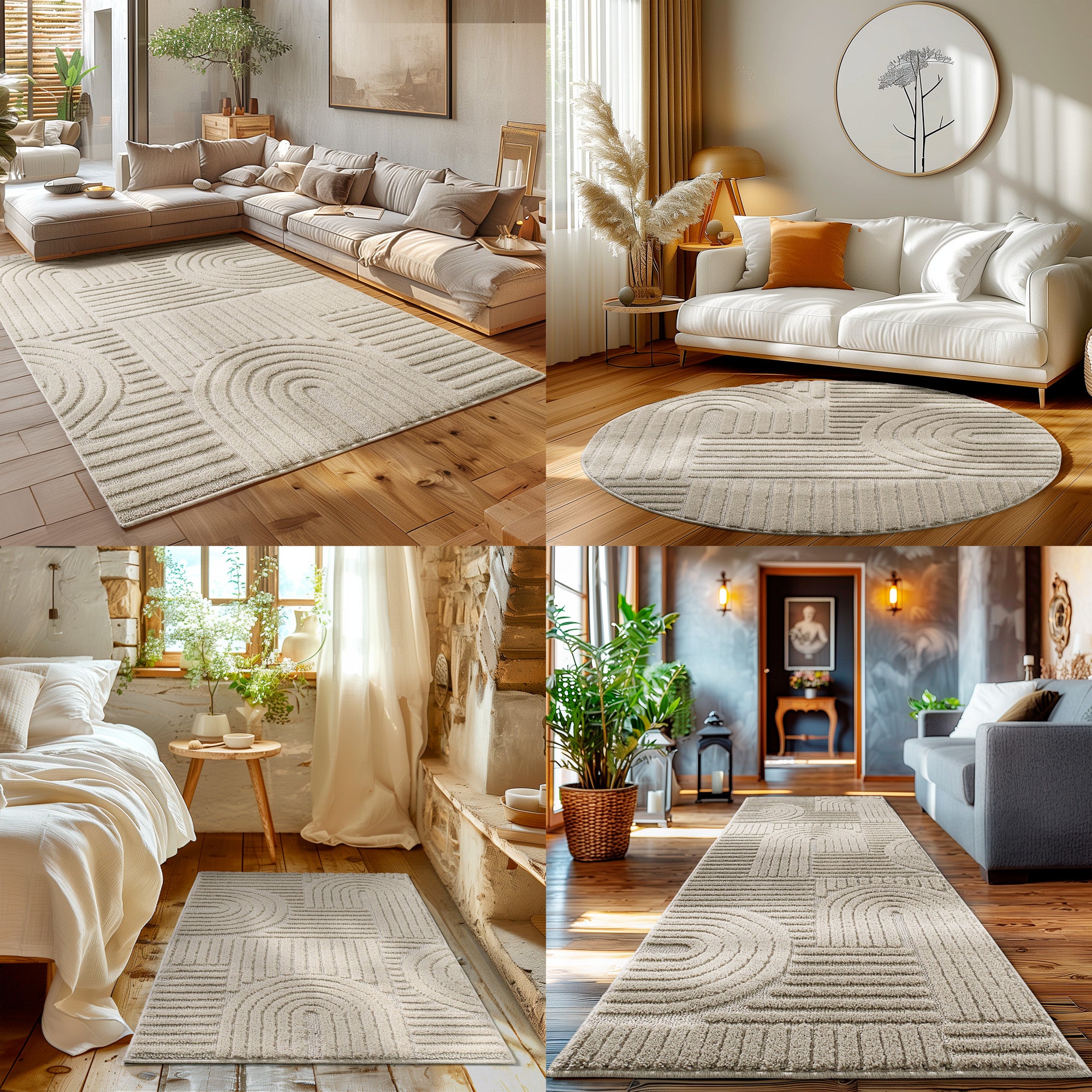Modern Wohnzimmer Teppich Skandinavischer Boho Teppich Deko Hoch-Tief Effekt