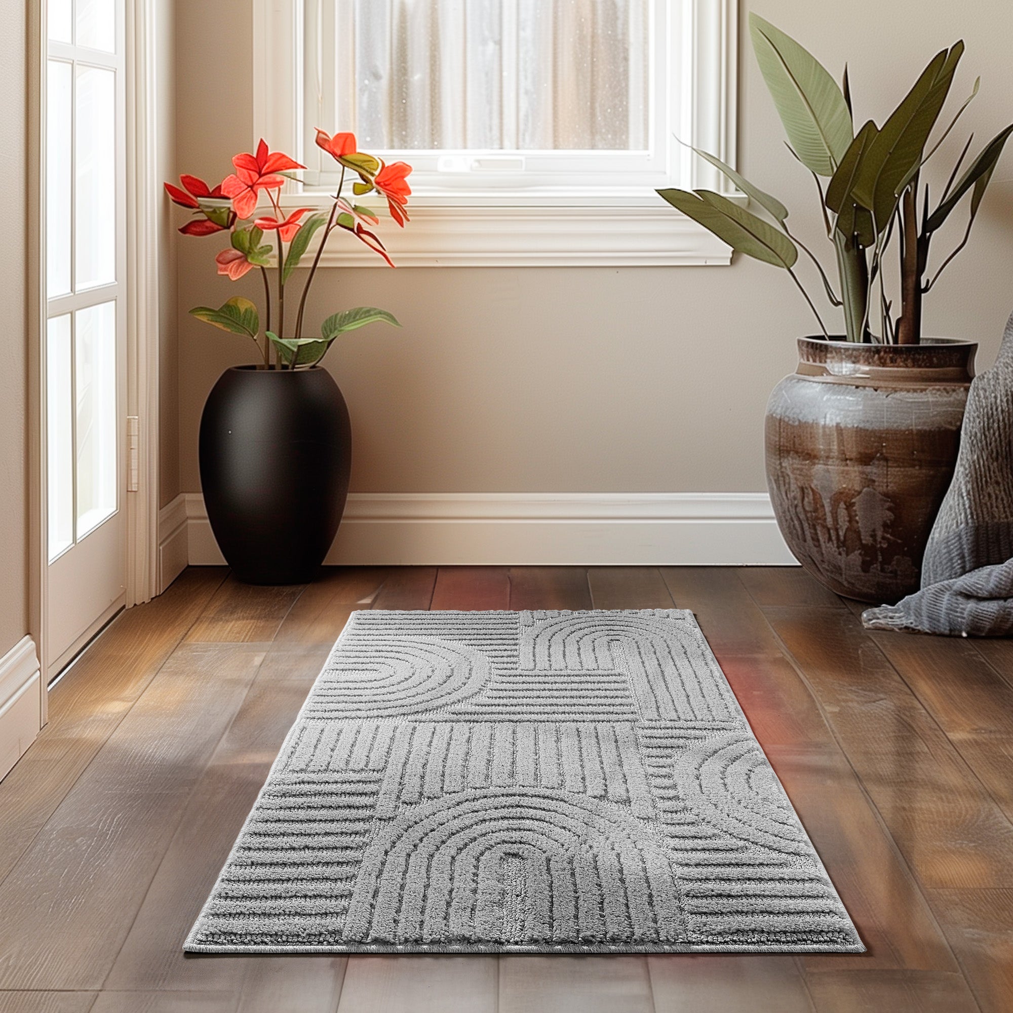 Modern Wohnzimmer Teppich Skandinavischer Boho Teppich Deko Hoch-Tief Effekt