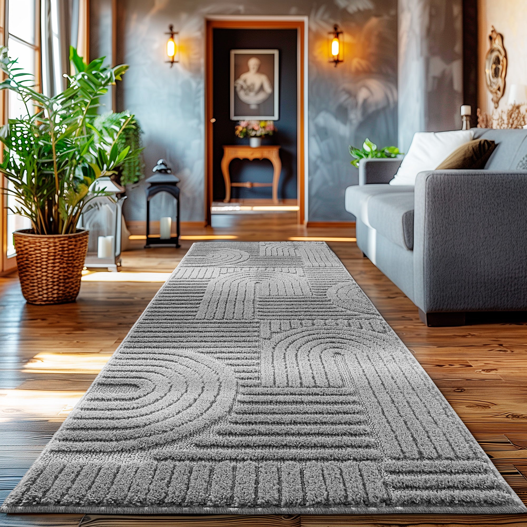 Modern Wohnzimmer Teppich Skandinavischer Boho Teppich Deko Hoch-Tief Effekt