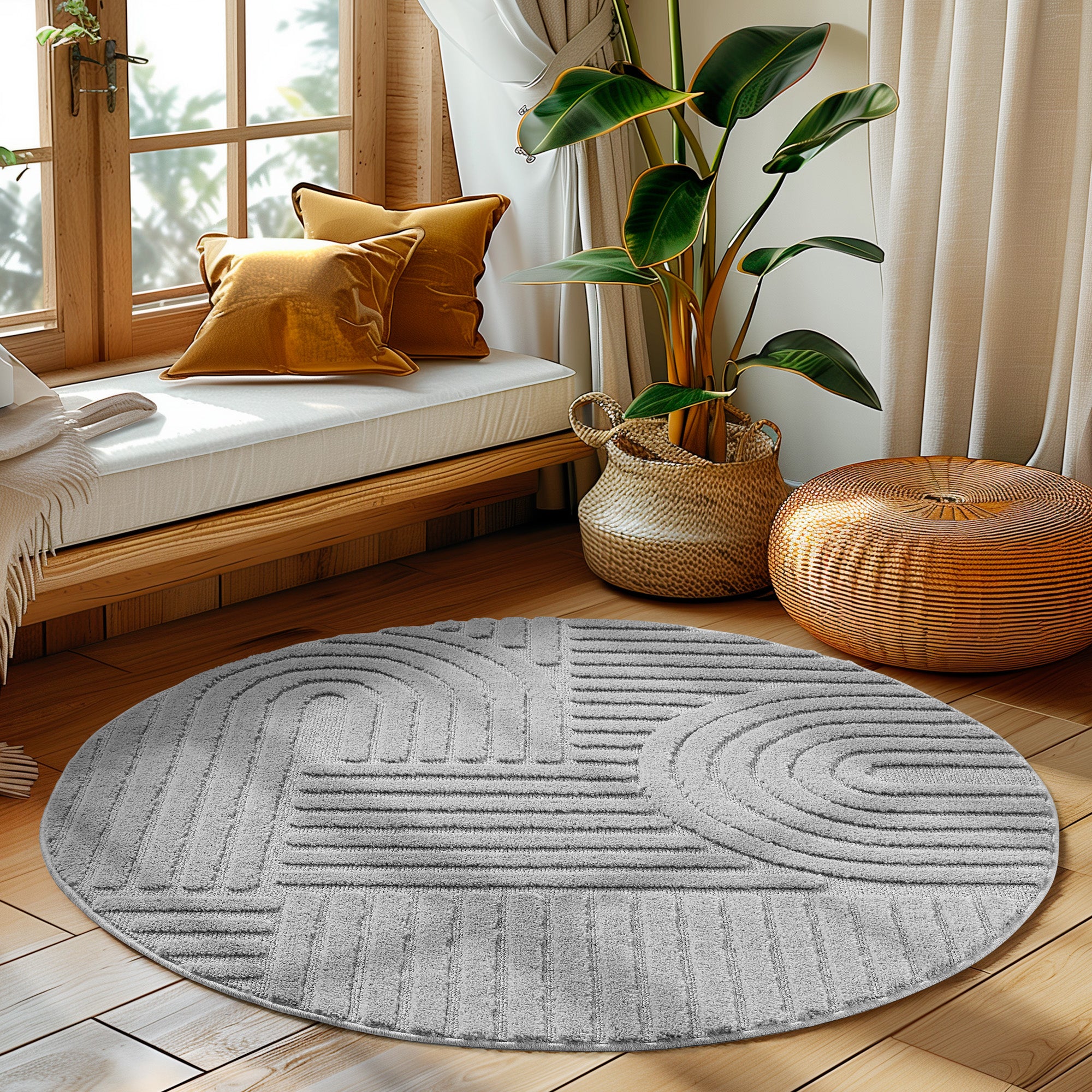 Modern Wohnzimmer Teppich Skandinavischer Boho Teppich Deko Hoch-Tief Effekt