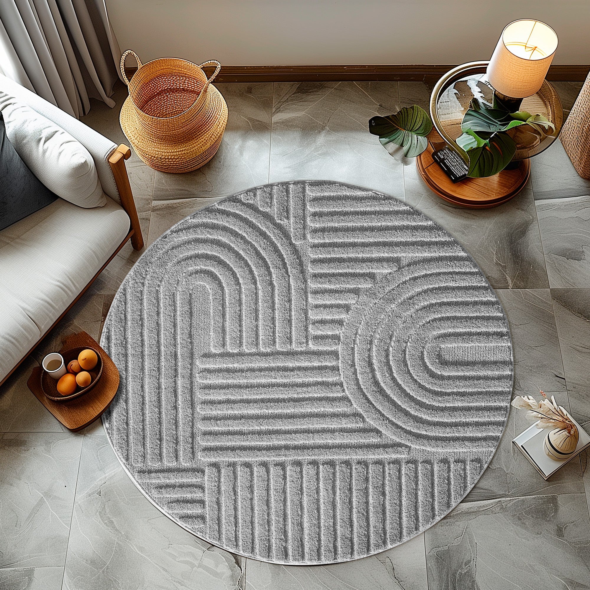Modern Wohnzimmer Teppich Skandinavischer Boho Teppich Deko Hoch-Tief Effekt