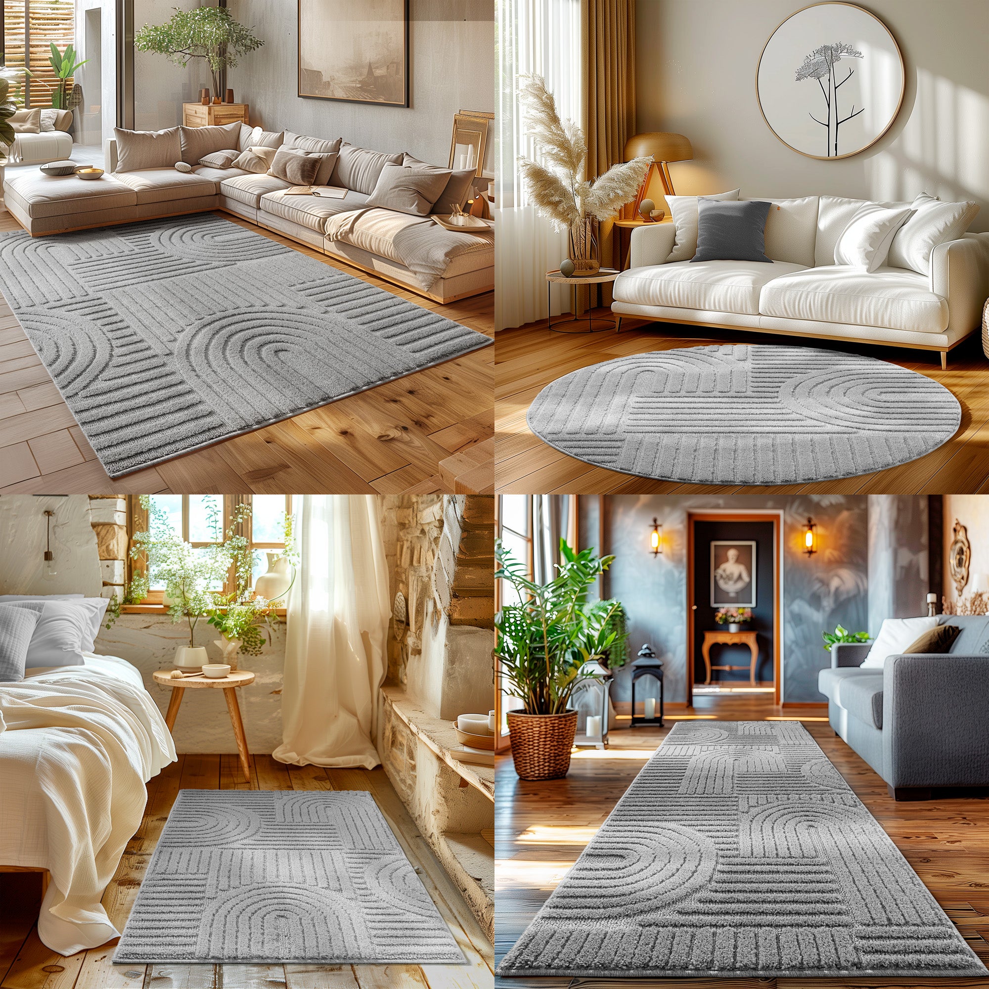 Modern Wohnzimmer Teppich Skandinavischer Boho Teppich Deko Hoch-Tief Effekt