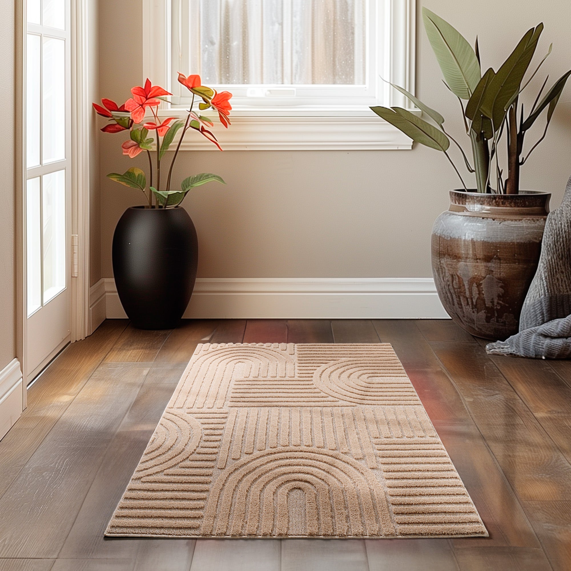 Modern Wohnzimmer Teppich Skandinavischer Boho Teppich Deko Hoch-Tief Effekt