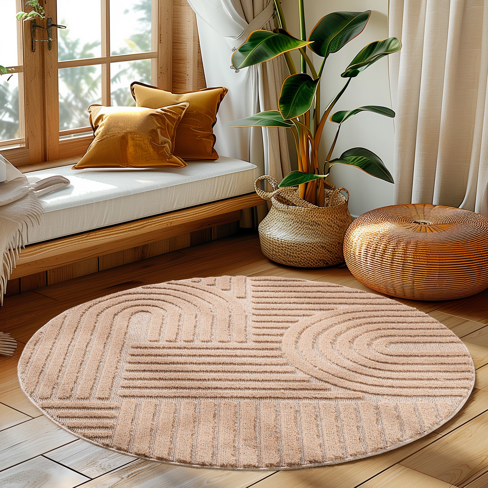 Modern Wohnzimmer Teppich Skandinavischer Boho Teppich Deko Hoch-Tief Effekt