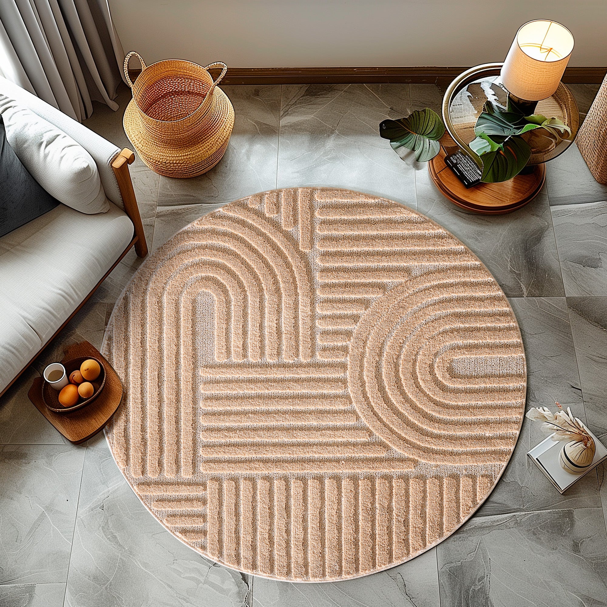 Modern Wohnzimmer Teppich Skandinavischer Boho Teppich Deko Hoch-Tief Effekt