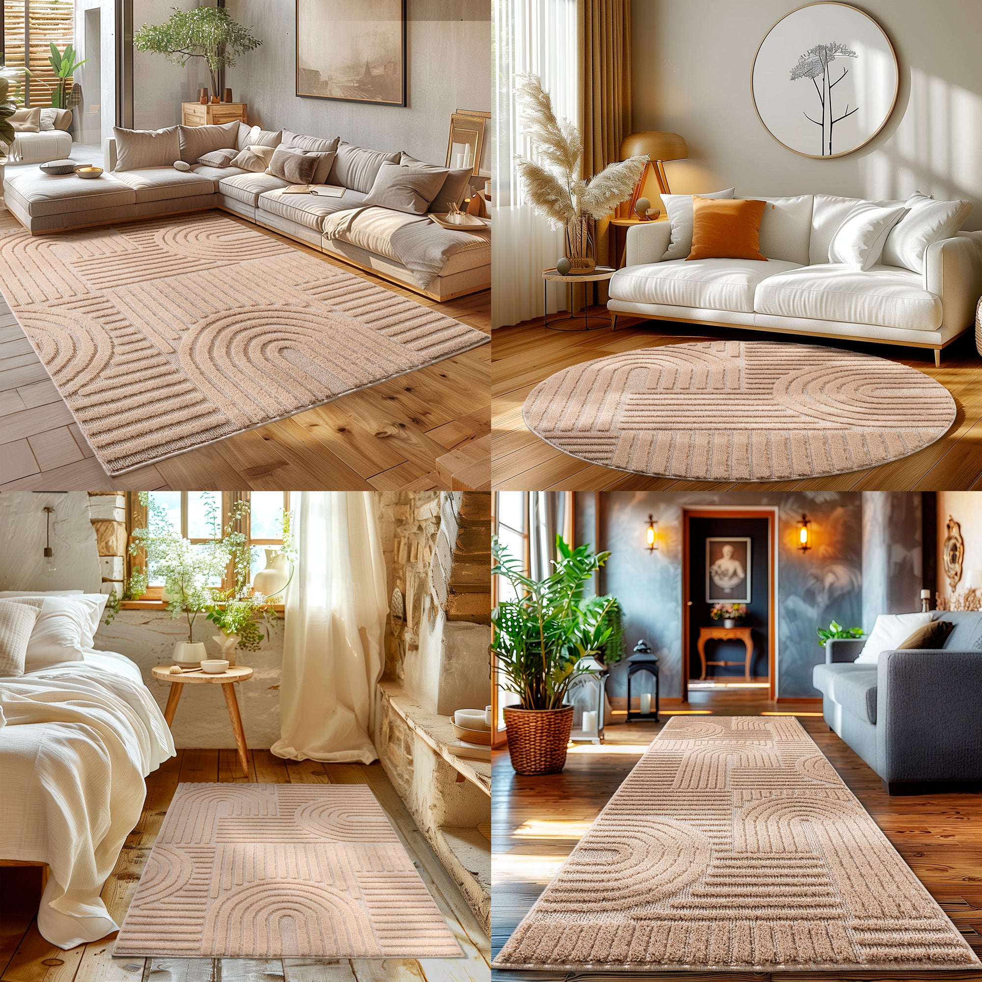 Modern Wohnzimmer Teppich Skandinavischer Boho Teppich Deko Hoch-Tief Effekt