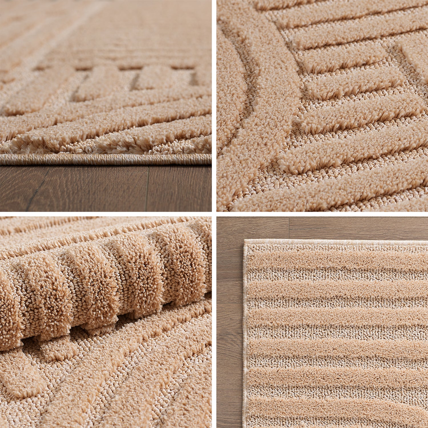 Modern Wohnzimmer Teppich Skandinavischer Boho Teppich Deko Hoch-Tief Effekt
