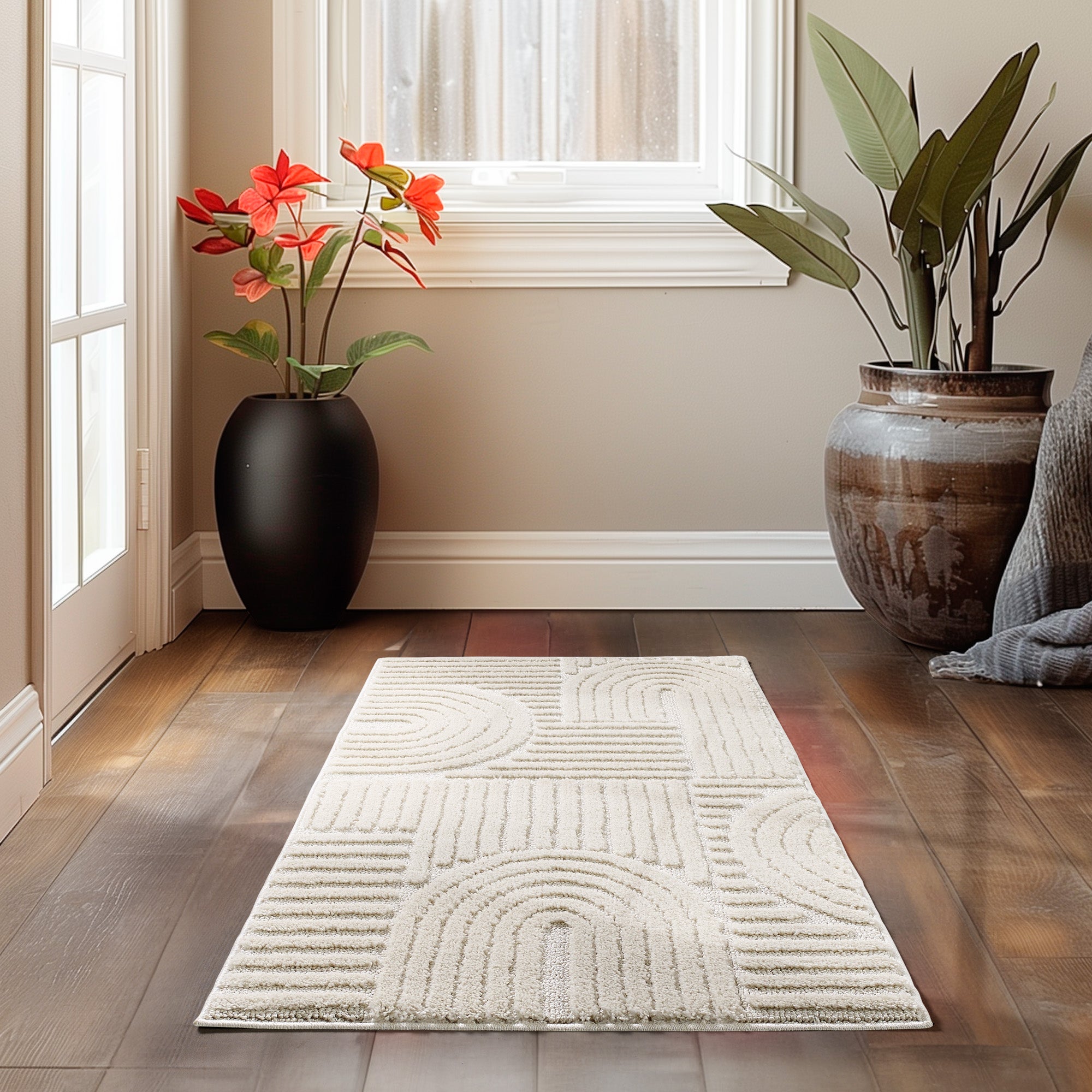 Modern Wohnzimmer Teppich Skandinavischer Boho Teppich Deko Hoch-Tief Effekt