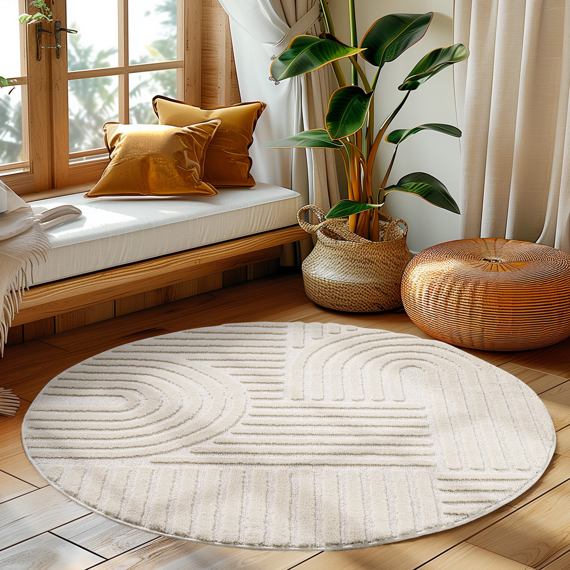 Modern Wohnzimmer Teppich Skandinavischer Boho Teppich Deko Hoch-Tief Effekt