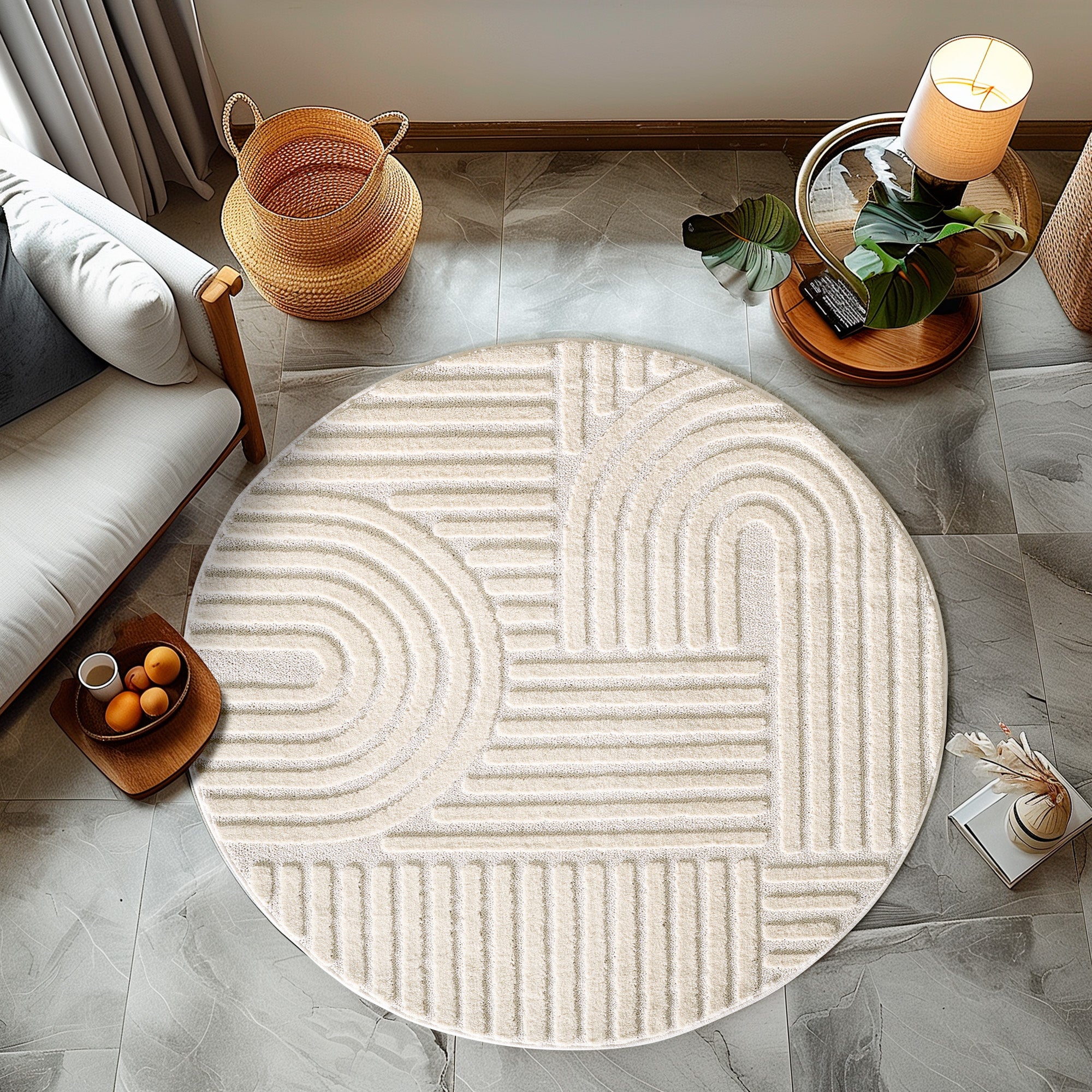 Modern Wohnzimmer Teppich Skandinavischer Boho Teppich Deko Hoch-Tief Effekt