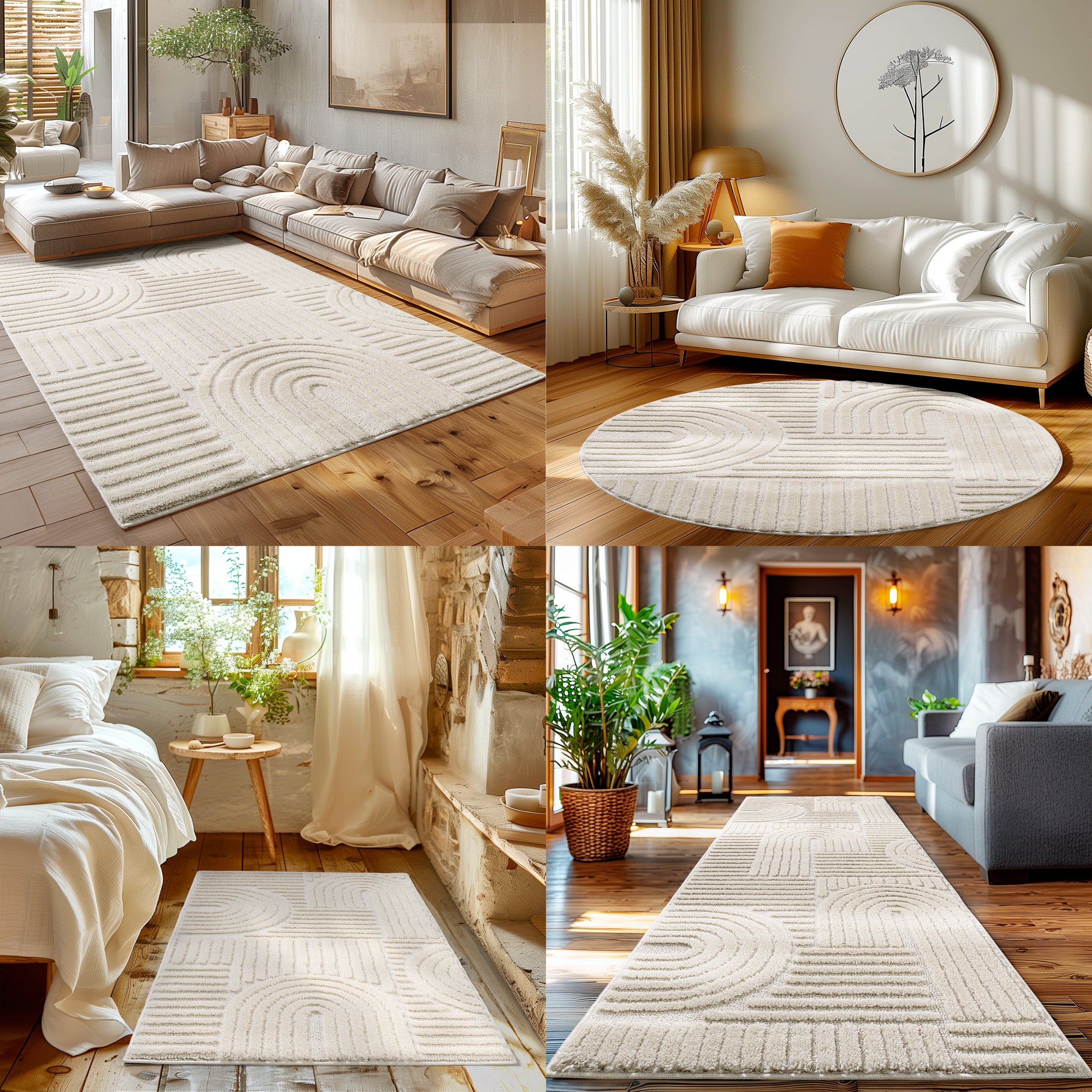 Modern Wohnzimmer Teppich Skandinavischer Boho Teppich Deko Hoch-Tief Effekt