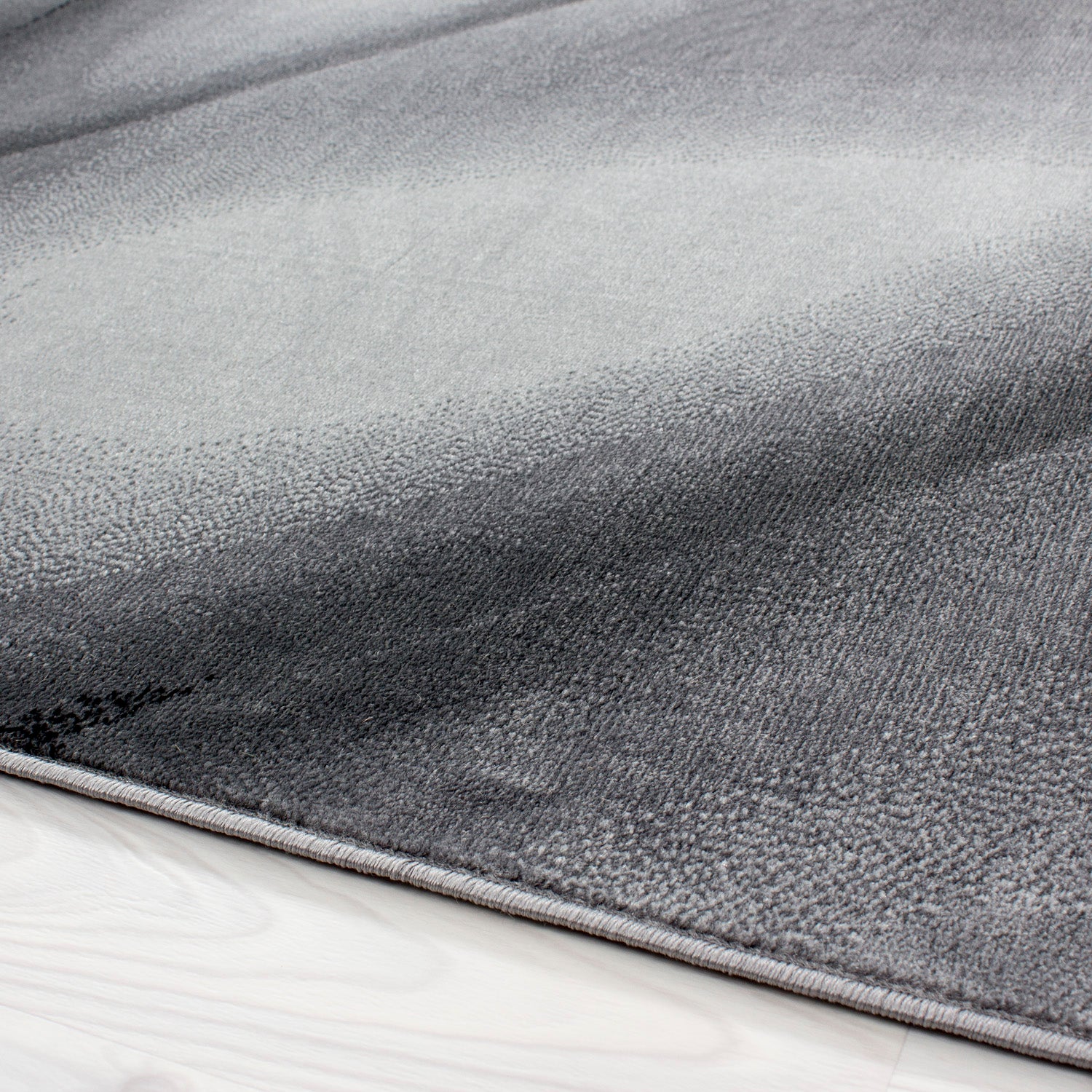 Teppich Läufer Set Bettumrandung Kurzflor Teppiche Schwarz meliert 3 Teile