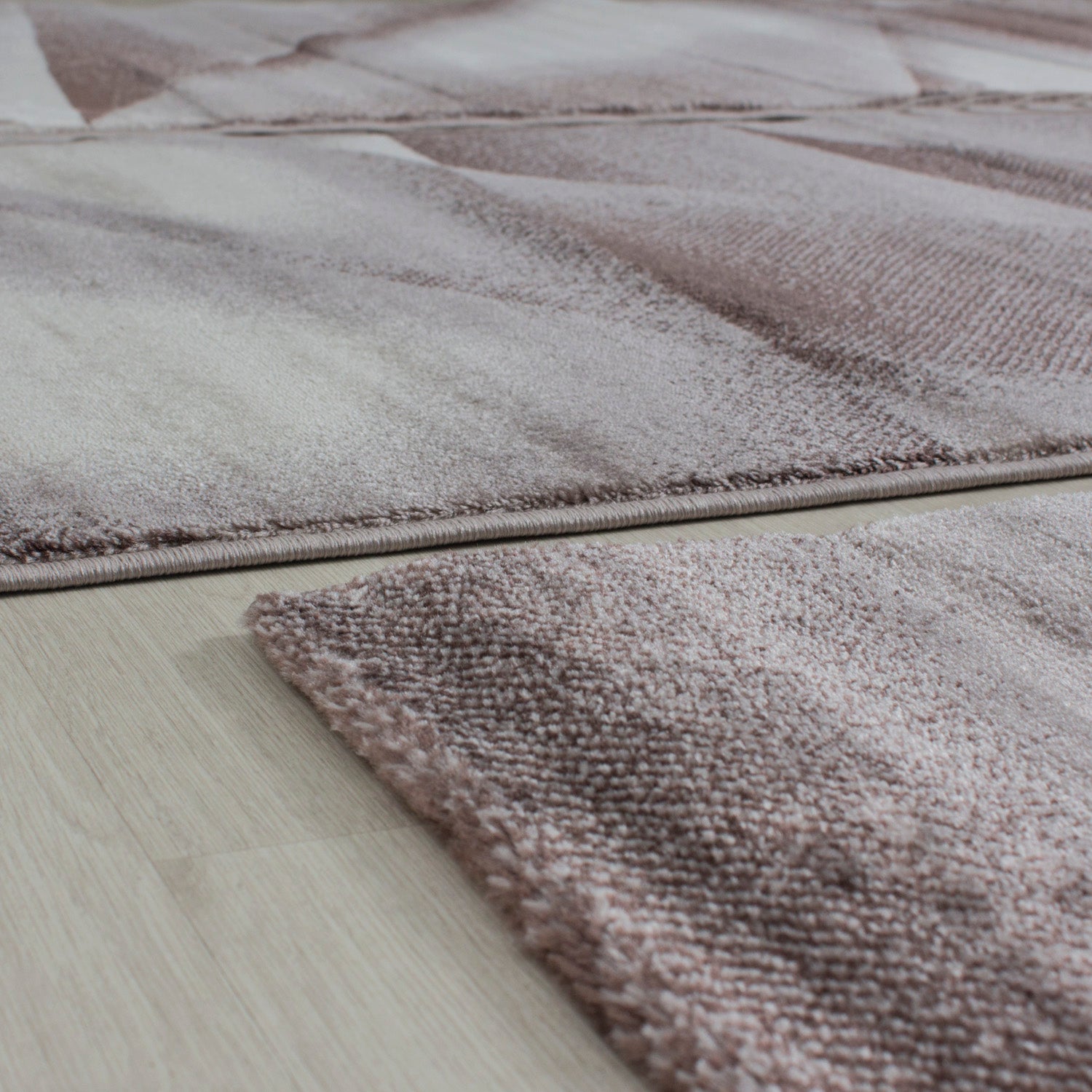 Teppich Bettumrandung 3 Teile Kurzflor Teppiche Läufer Set Braun meliert