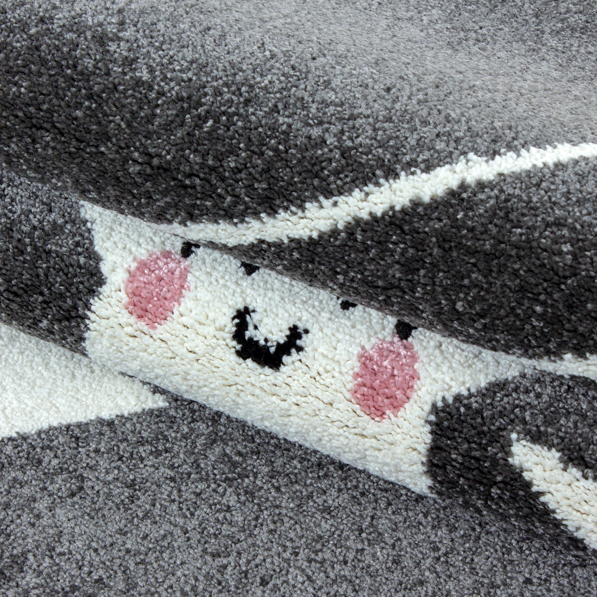 Kurzflor Kinderteppich Sternschnuppe Sterne Soft Babyzimmerteppich Grau Weiss