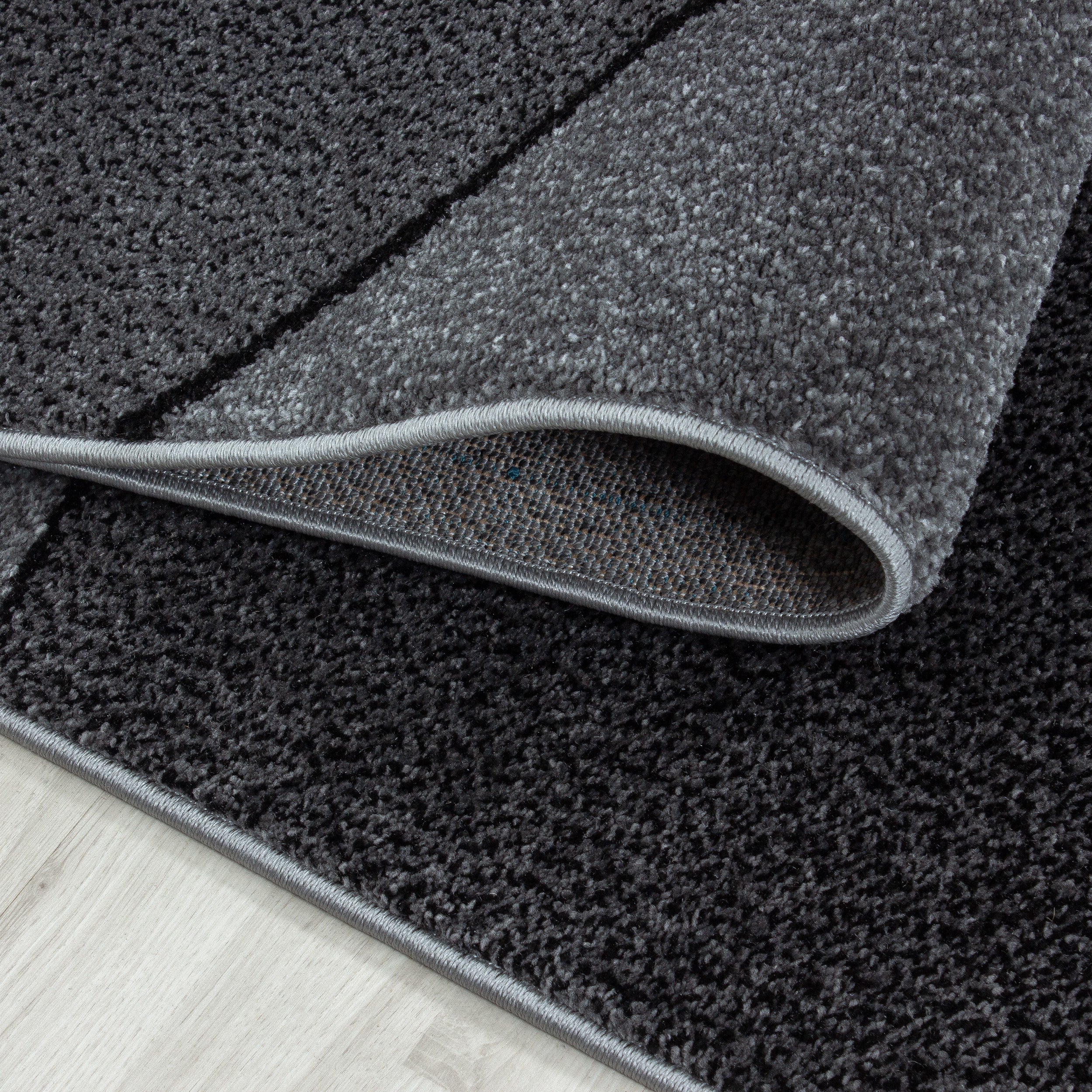 Kurzflor Designer Teppich Abstrakt Gemustert Wohnzimmerteppich Grau Weiß Meliert