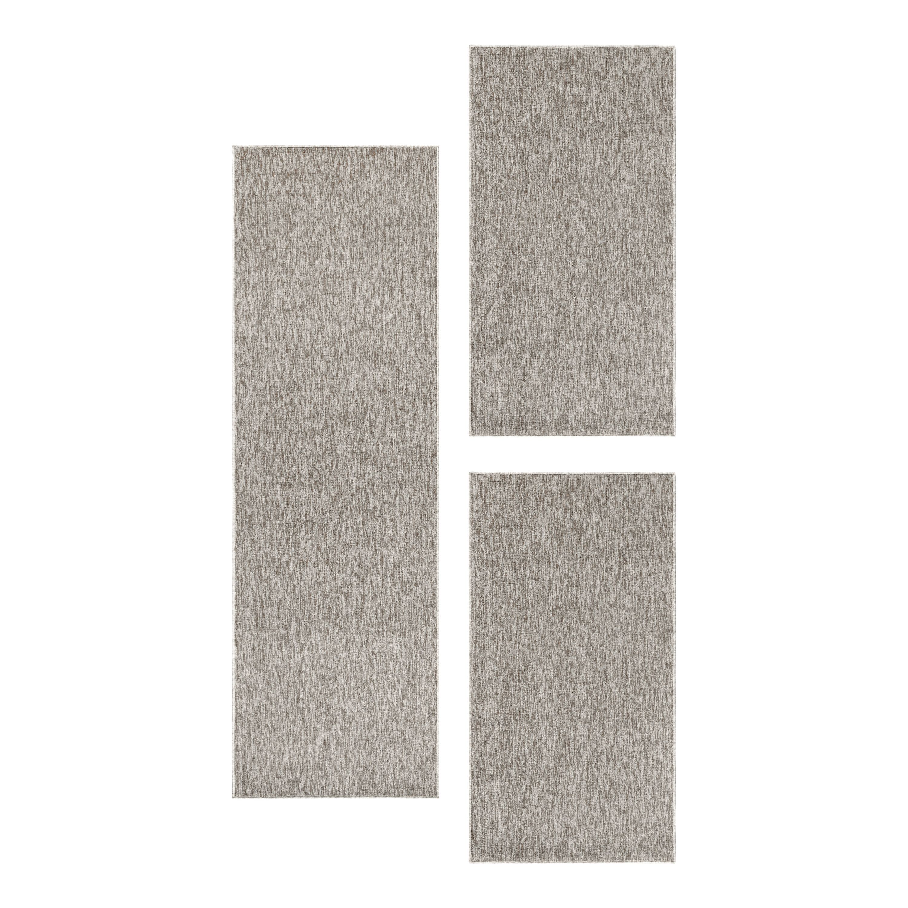 Kurzflor Teppich Set 4mm Florhöhe Schlafzimmer Bettumrandung 3 Teile Set