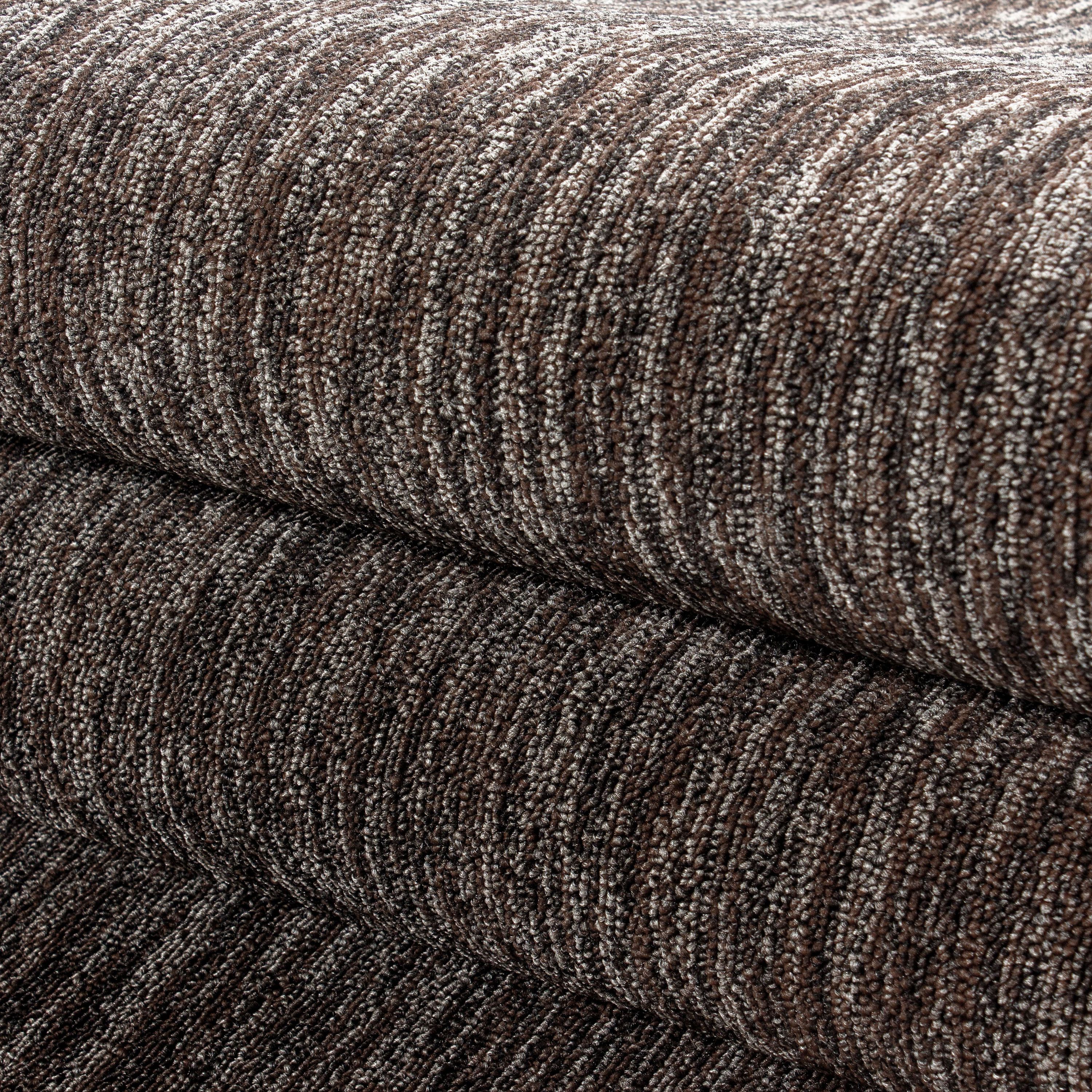 Kurzflor Wohnzimmer Teppich Einfarbig Flachgewebe Braun meliert glänzend
