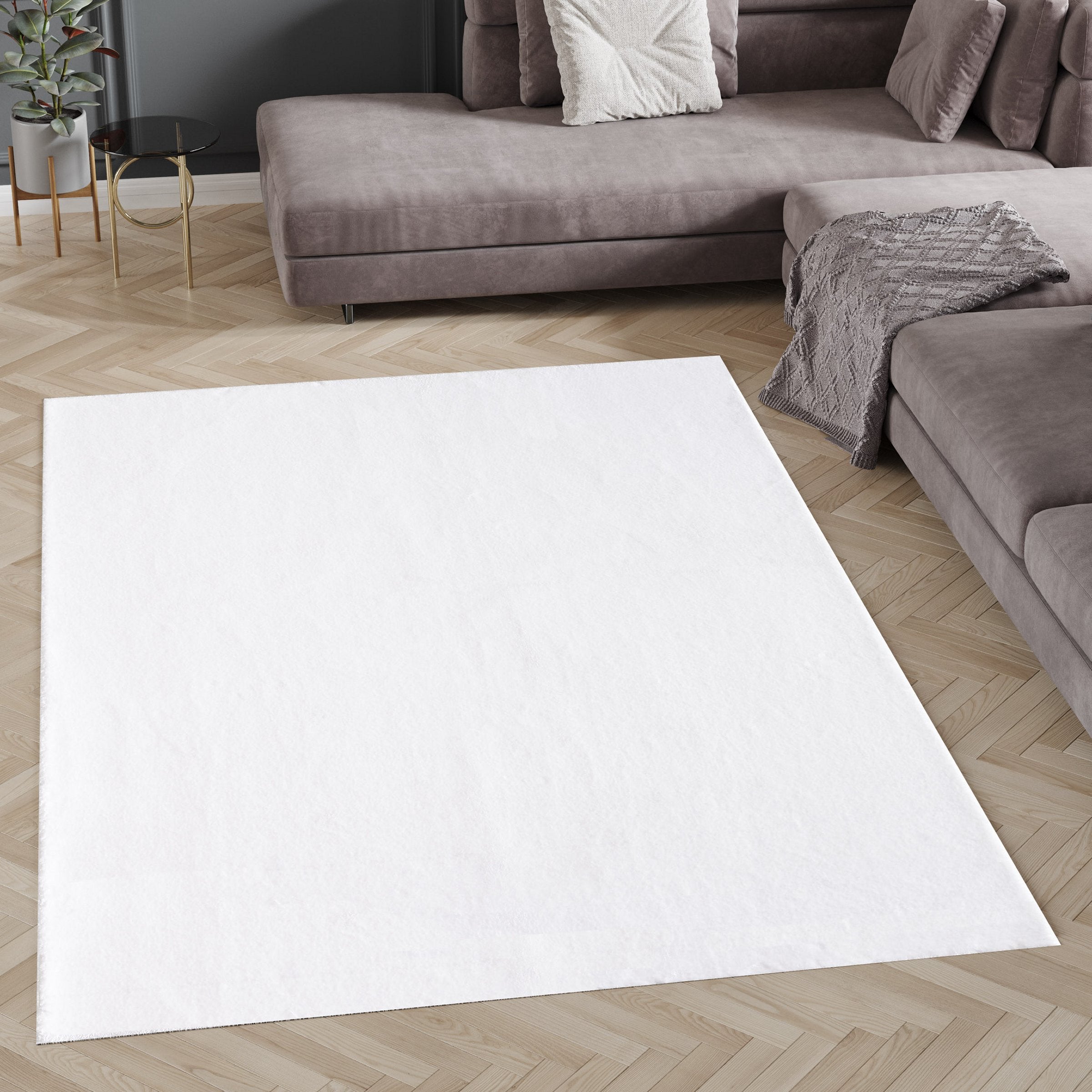 Teppich Wohnzimmer Weich Flauschig Shaggy Hochflor Waschbar Einfarbig