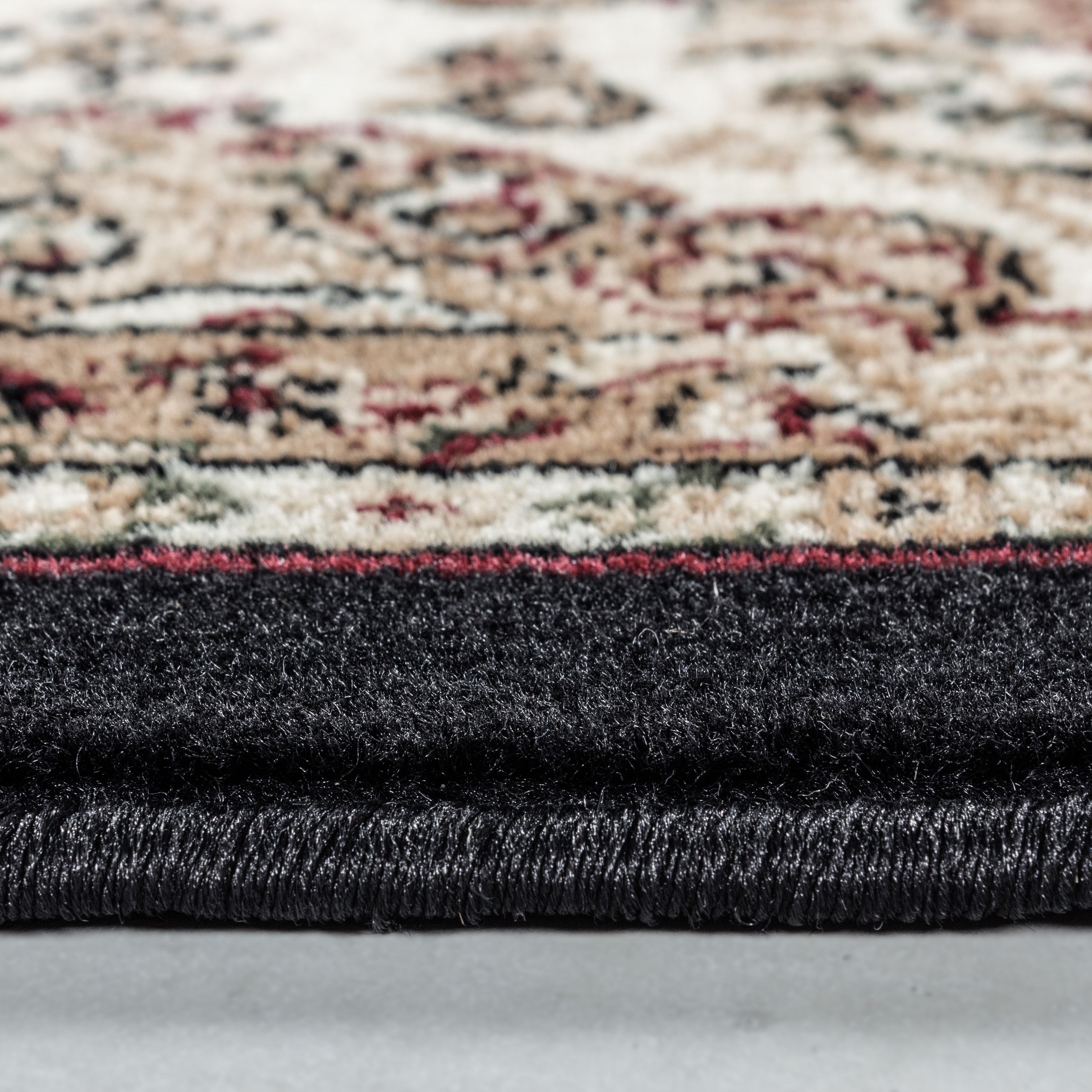 Kurzflor Orient Teppich Klassik Design Antike Bordüre Wohnzimmerteppich Schwarz