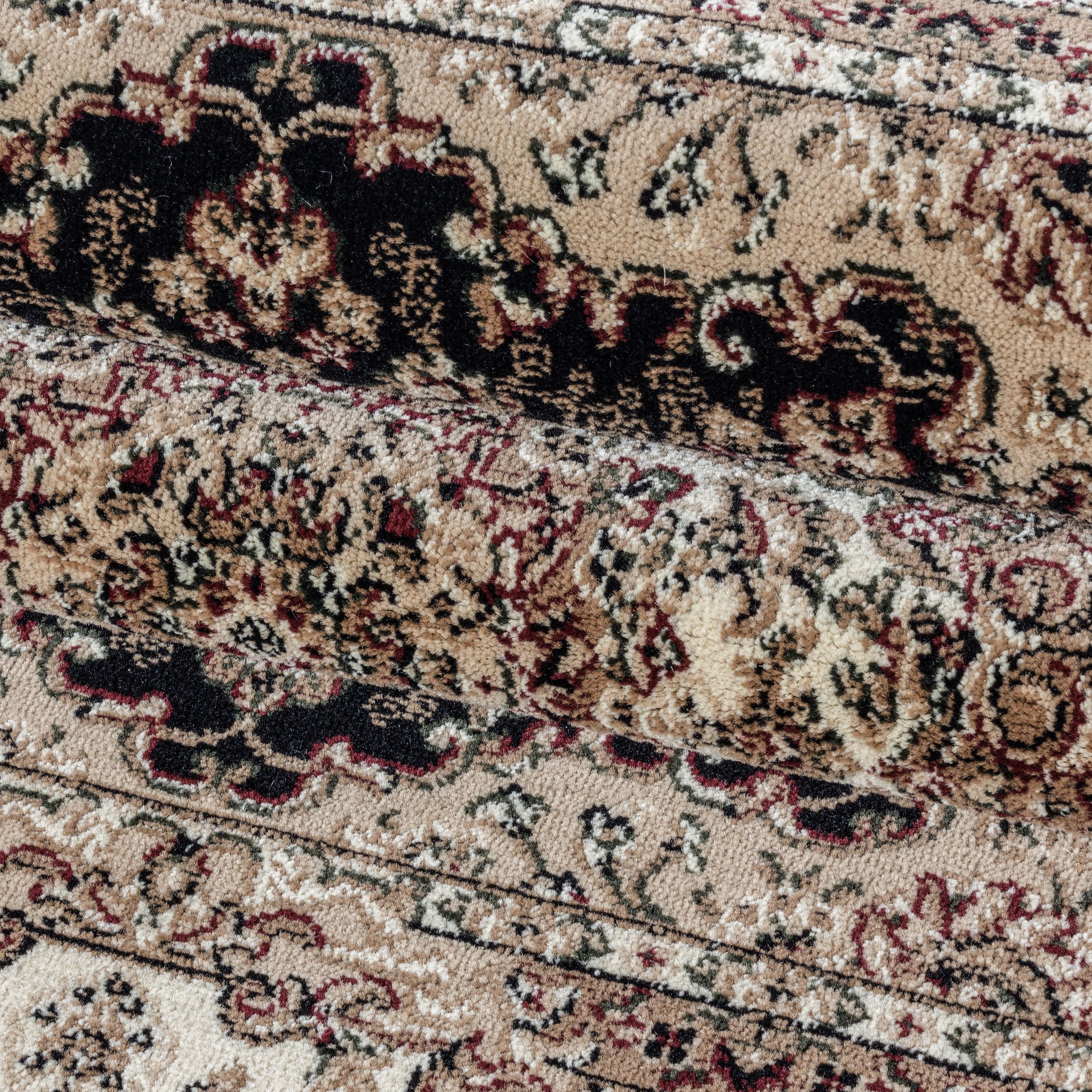 Kurzflor Orient Teppich Klassik Design Antike Bordüre Wohnzimmerteppich Schwarz