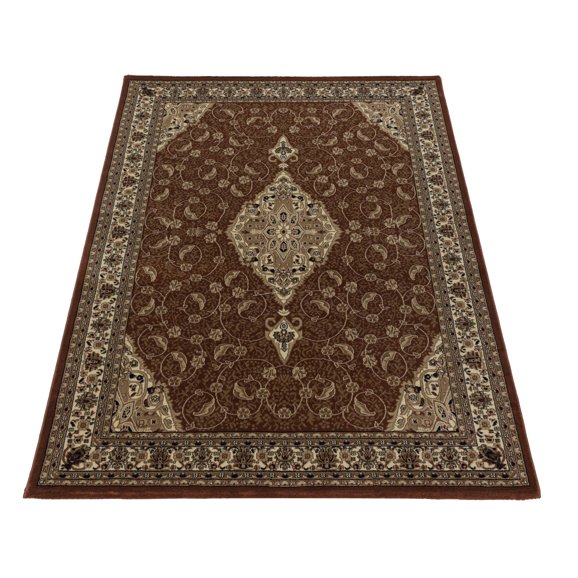 Kurzflor Orient Teppich Klassik Design Antike Bordüre Wohnzimmerteppich Terra