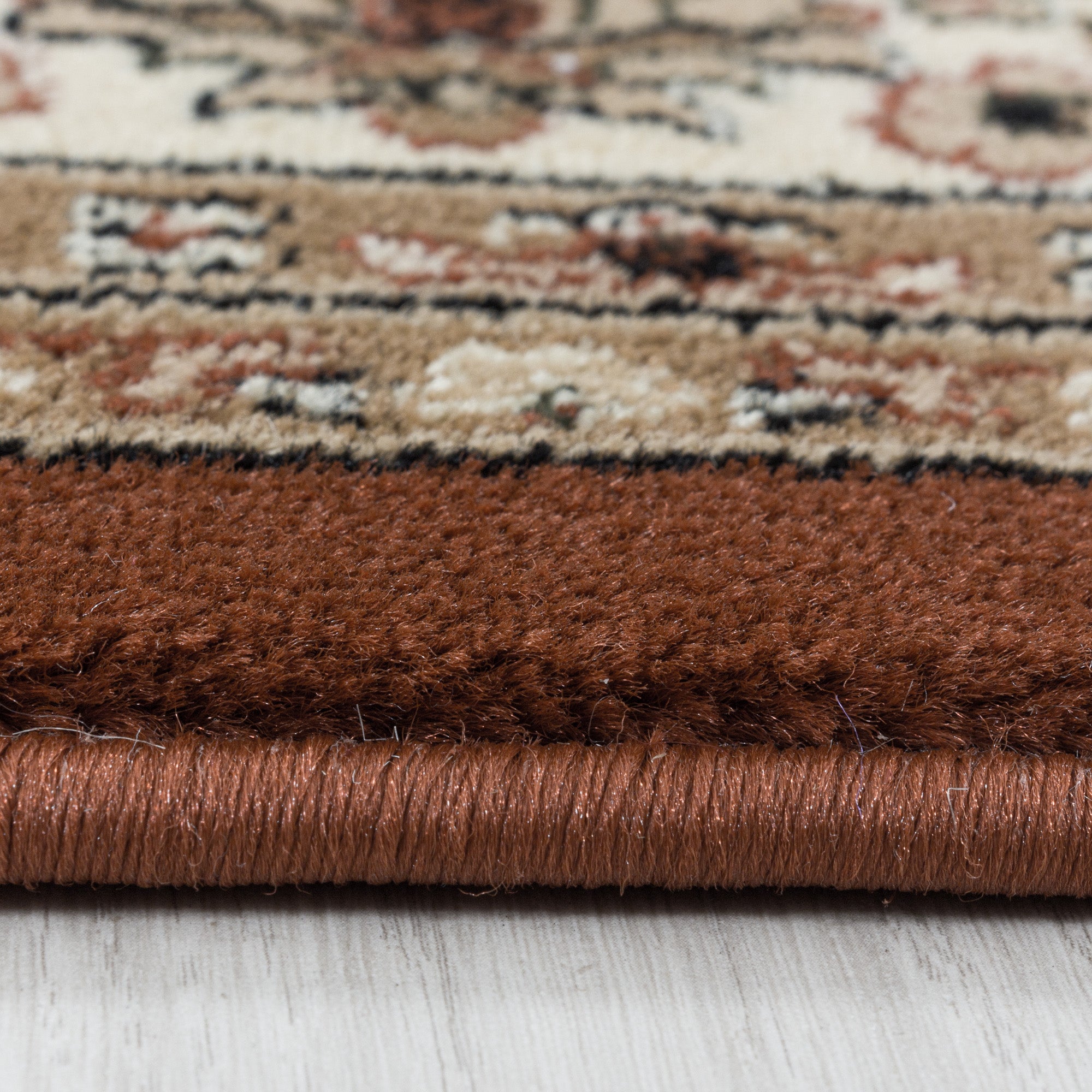 Kurzflor Orient Teppich Klassik Design Antike Bordüre Wohnzimmerteppich Terra