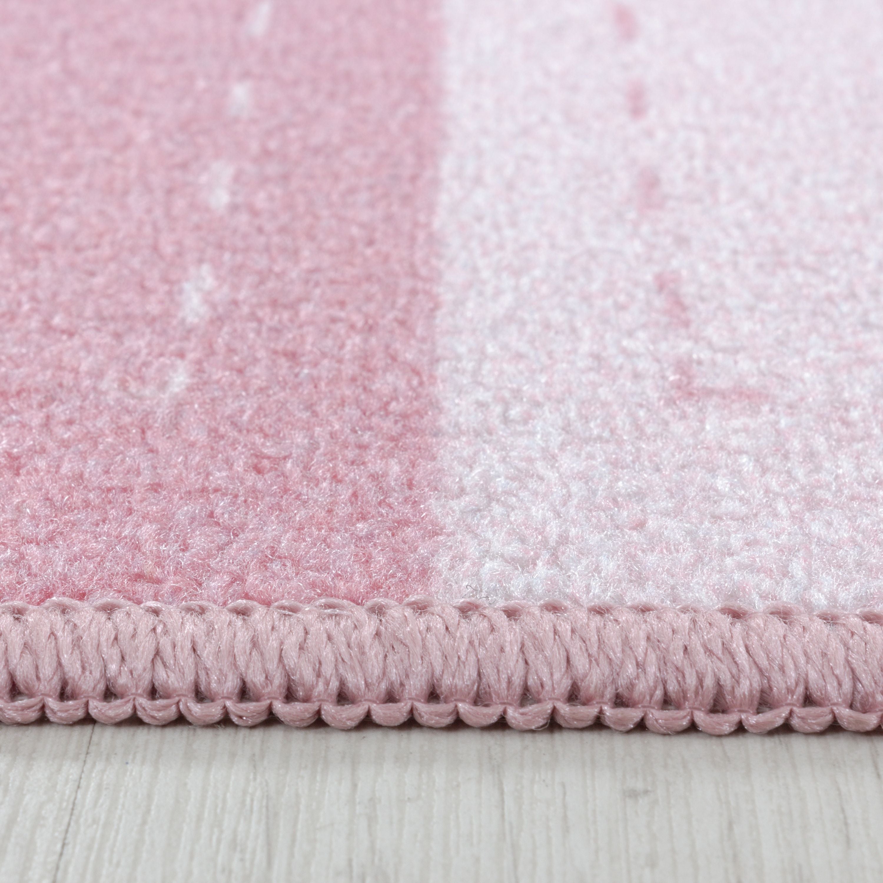 Kurzflor Kinderteppich Kinderzimmer Teppich Prinzessin Krone Zauberstab Pink