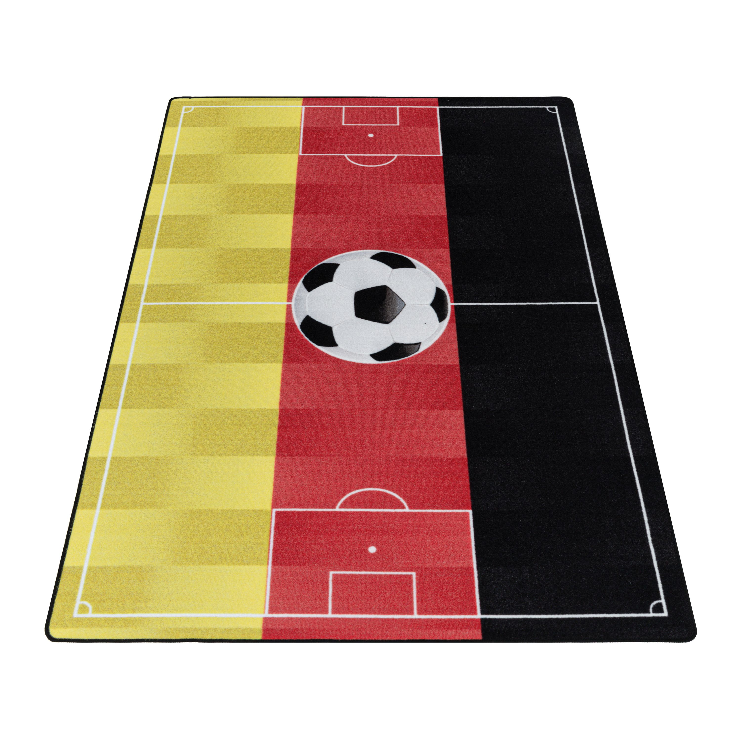 Kurzflor Kinderteppich Kinderzimmer Teppich Spiel Fussball Deutschland Rot