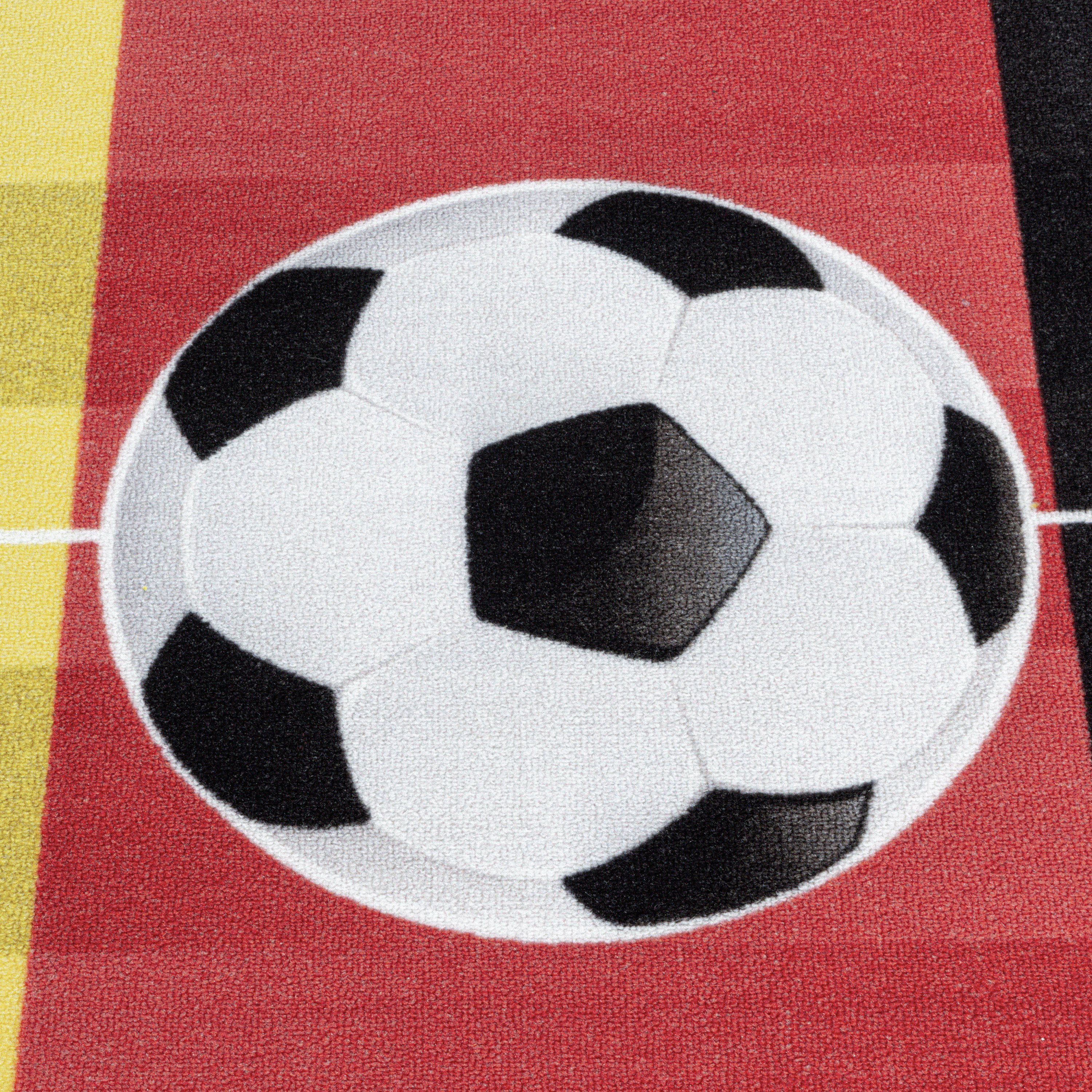 Kurzflor Kinderteppich Kinderzimmer Teppich Spiel Fussball Deutschland Rot