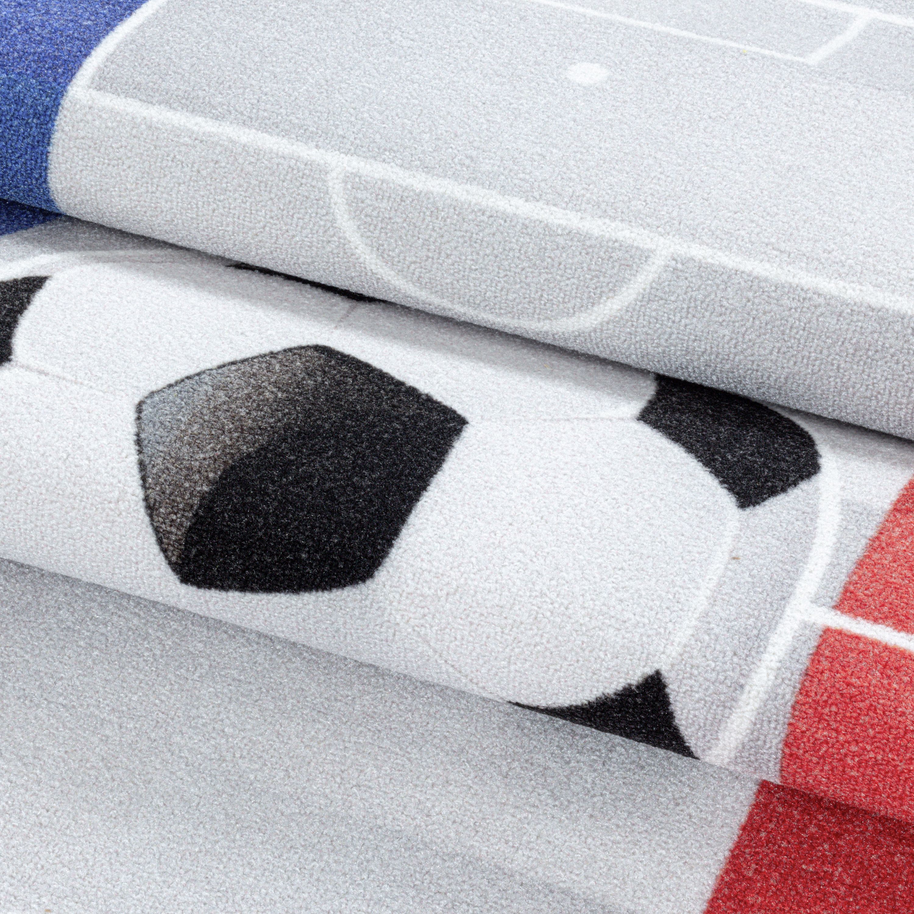 Kurzflor Kinderteppich Kinderzimmer Teppich Spiel Fussball Frankreich Weiss