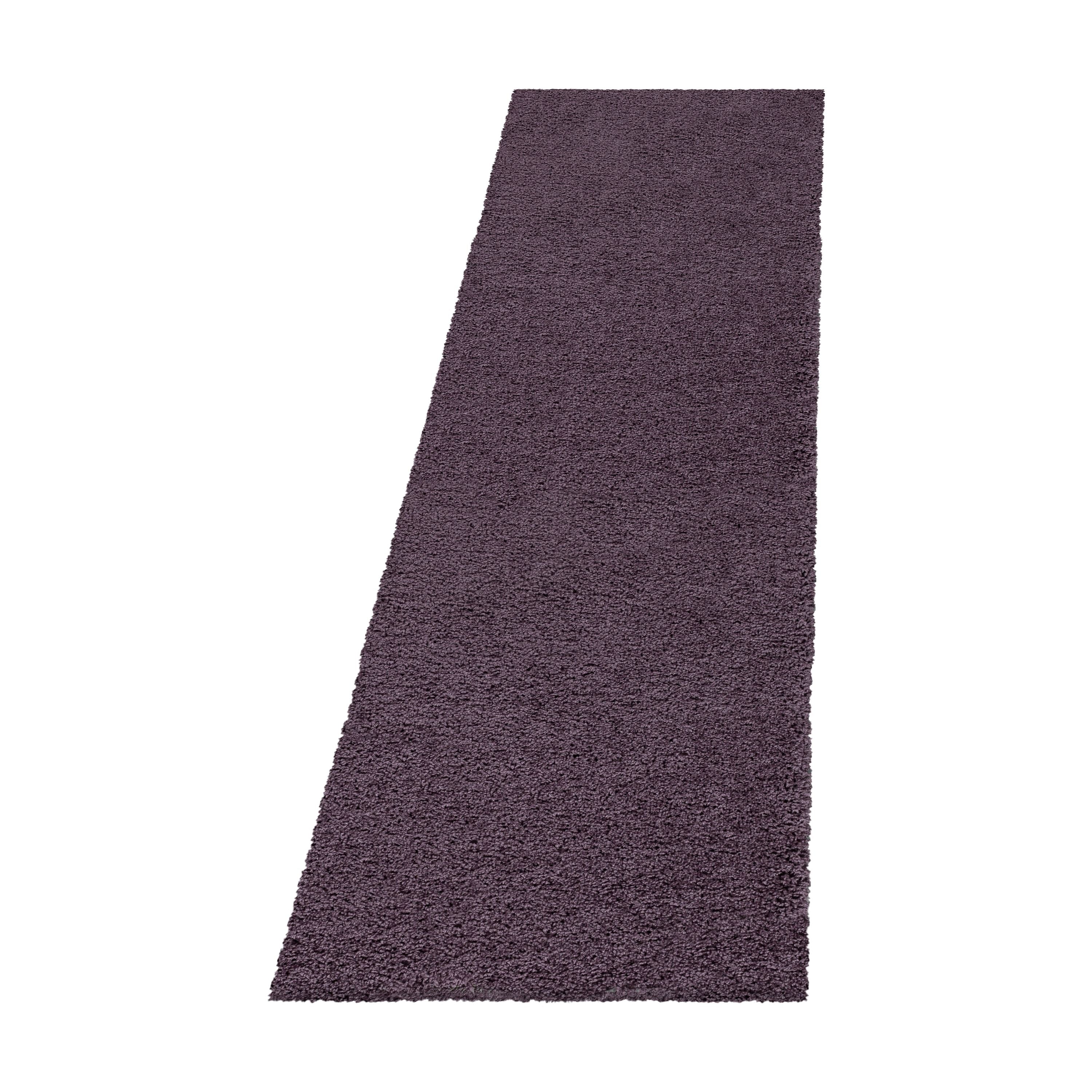 Hochflor Teppich Set Shaggy Bettumrandung Läufer Set Soft Flor 3 Teile Violet