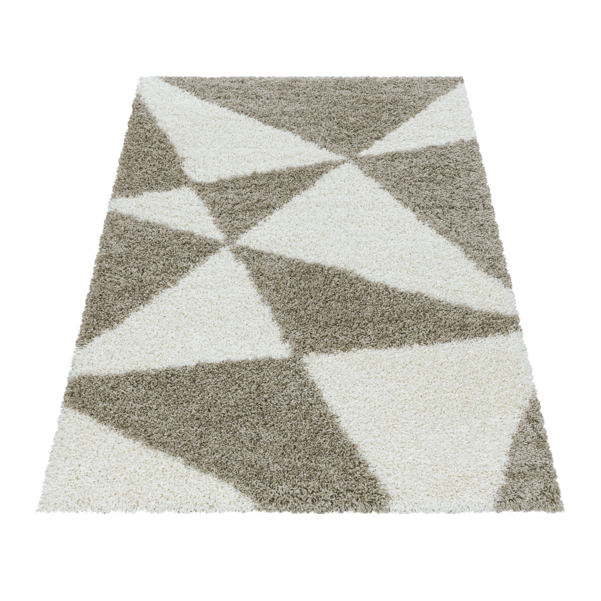 Design Hochflor Teppich Wohnzimmerteppich Dreieck Muster Abstrakt