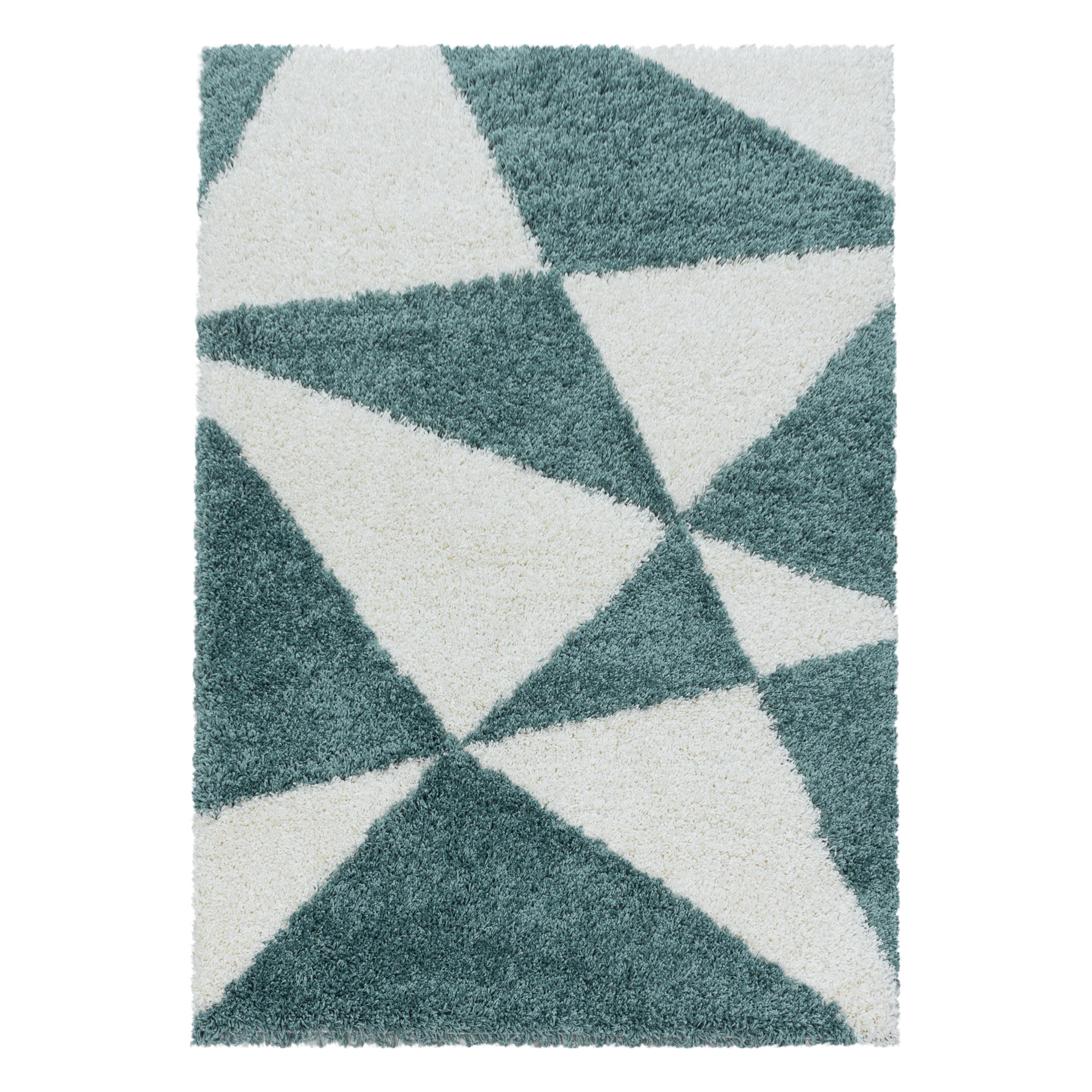 Design Hochflor Teppich Wohnzimmerteppich Dreieck Muster Abstrakt