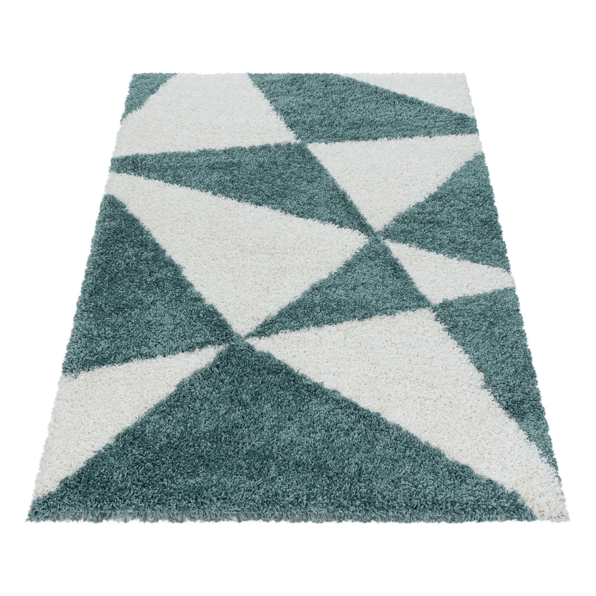 Design Hochflor Teppich Wohnzimmerteppich Dreieck Muster Abstrakt