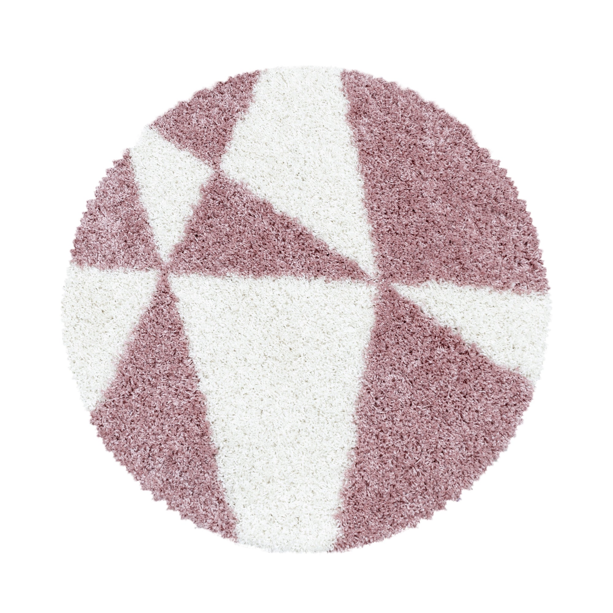 Design Hochflor Teppich Wohnzimmerteppich Muster Abstrakte Dreiecke Rose